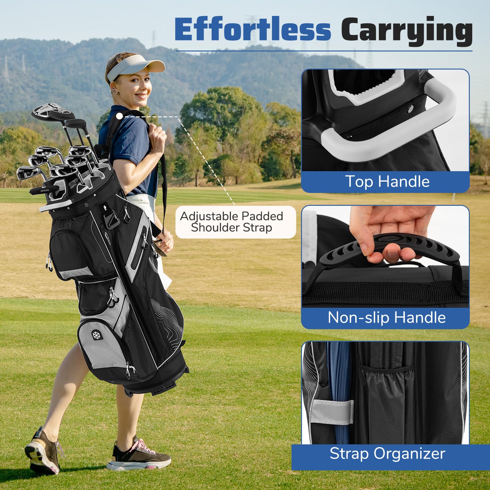 Goplus Lightweight Molded Lock Top Golf Club Bag w/14-Way Full Length Organizer Dividers - Image 7