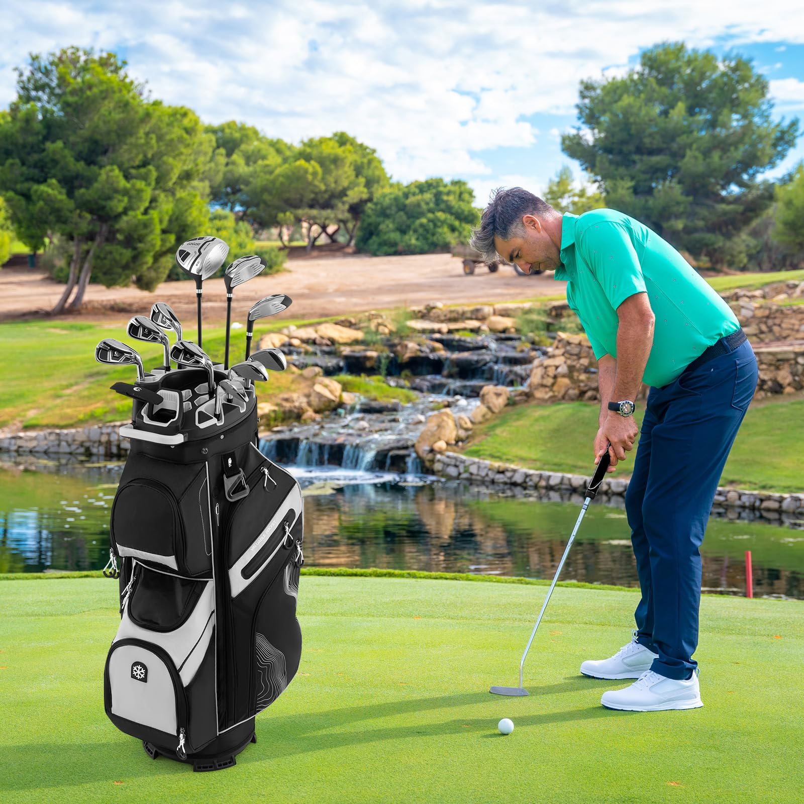 Goplus Lightweight Molded Lock Top Golf Club Bag w/14-Way Full Length Organizer Dividers - Image 9