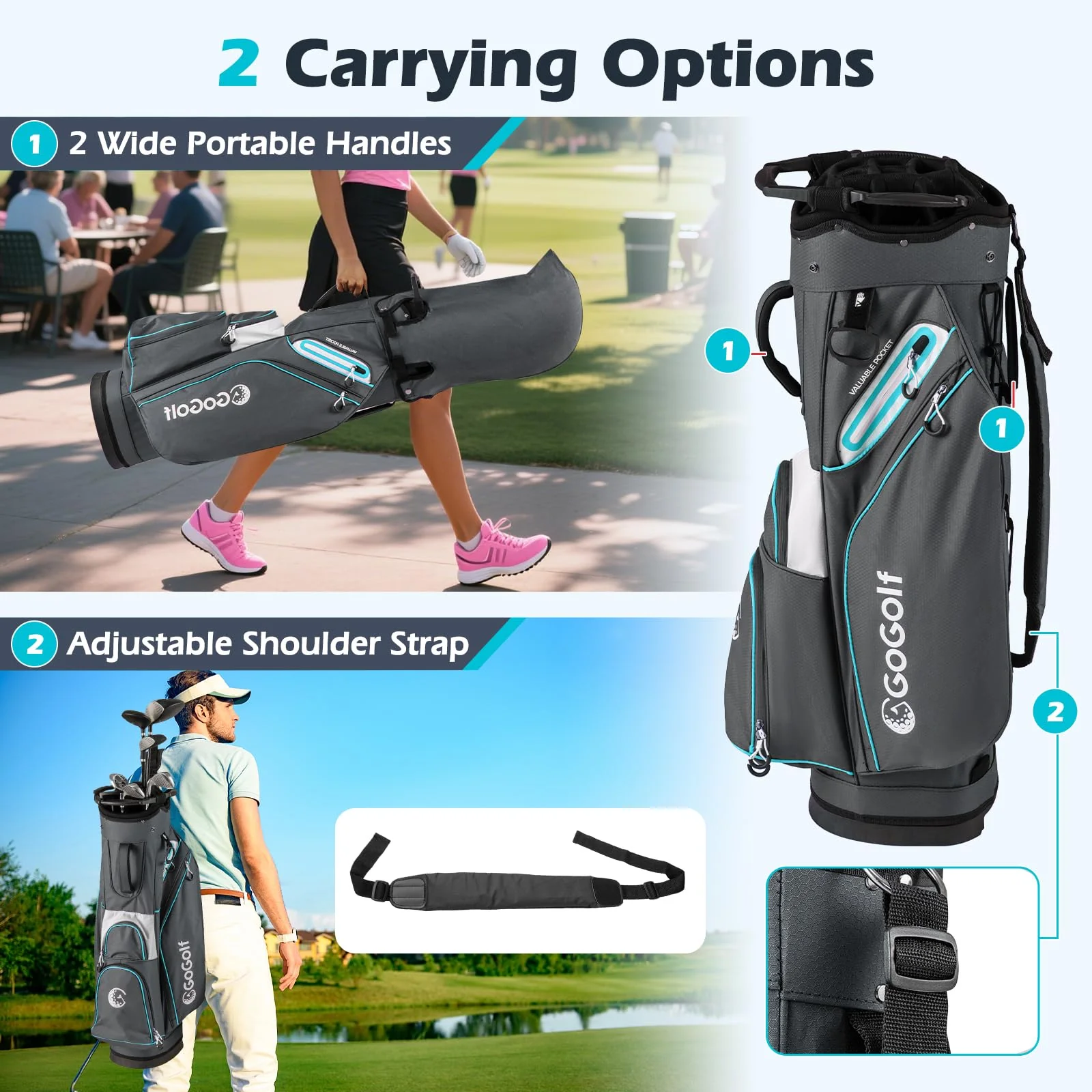 Goplus Lightweight Portable Golf Bag with 14-Way Divider Top for Men Women - Image 5