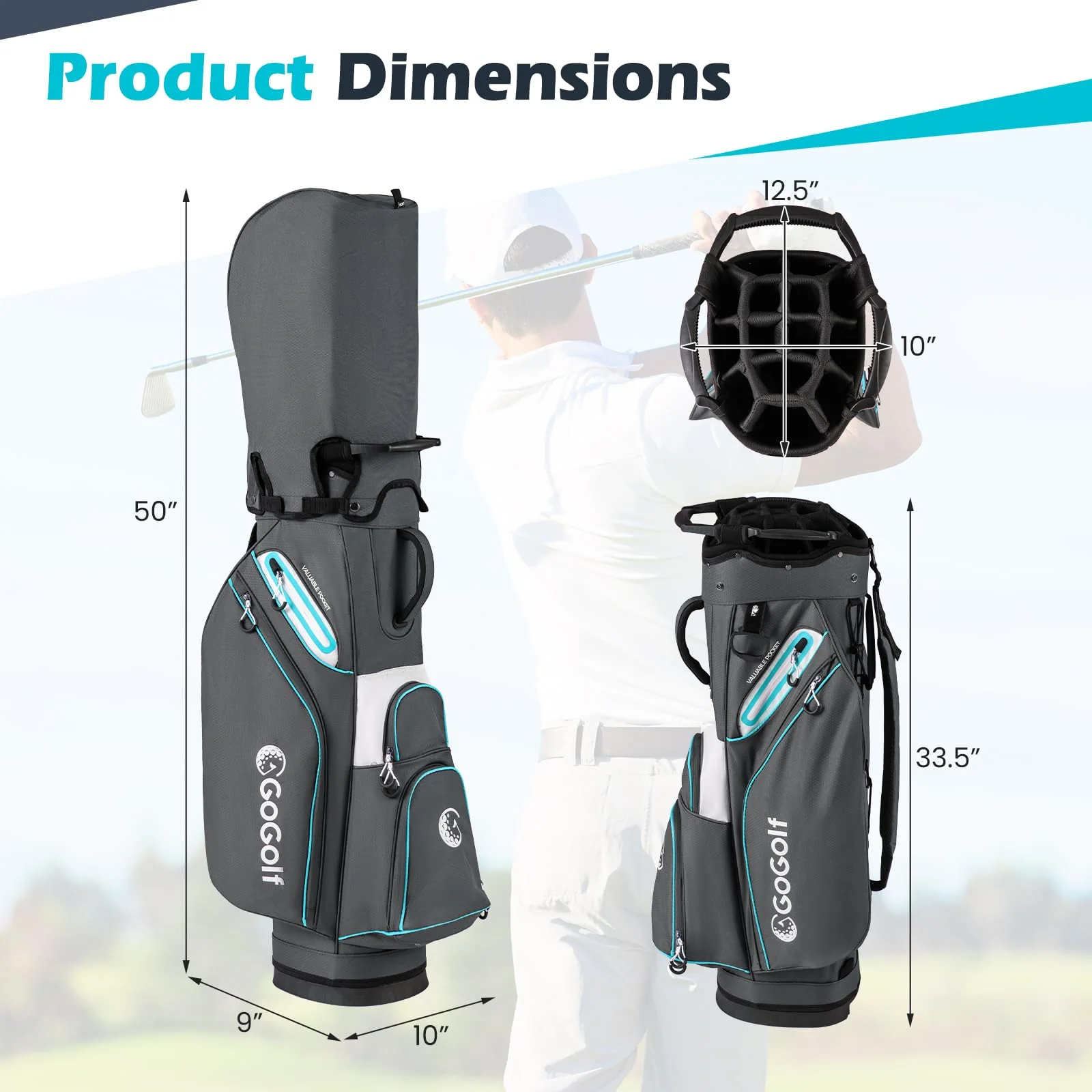 Goplus Lightweight Portable Golf Bag with 14-Way Divider Top for Men Women - Image 6