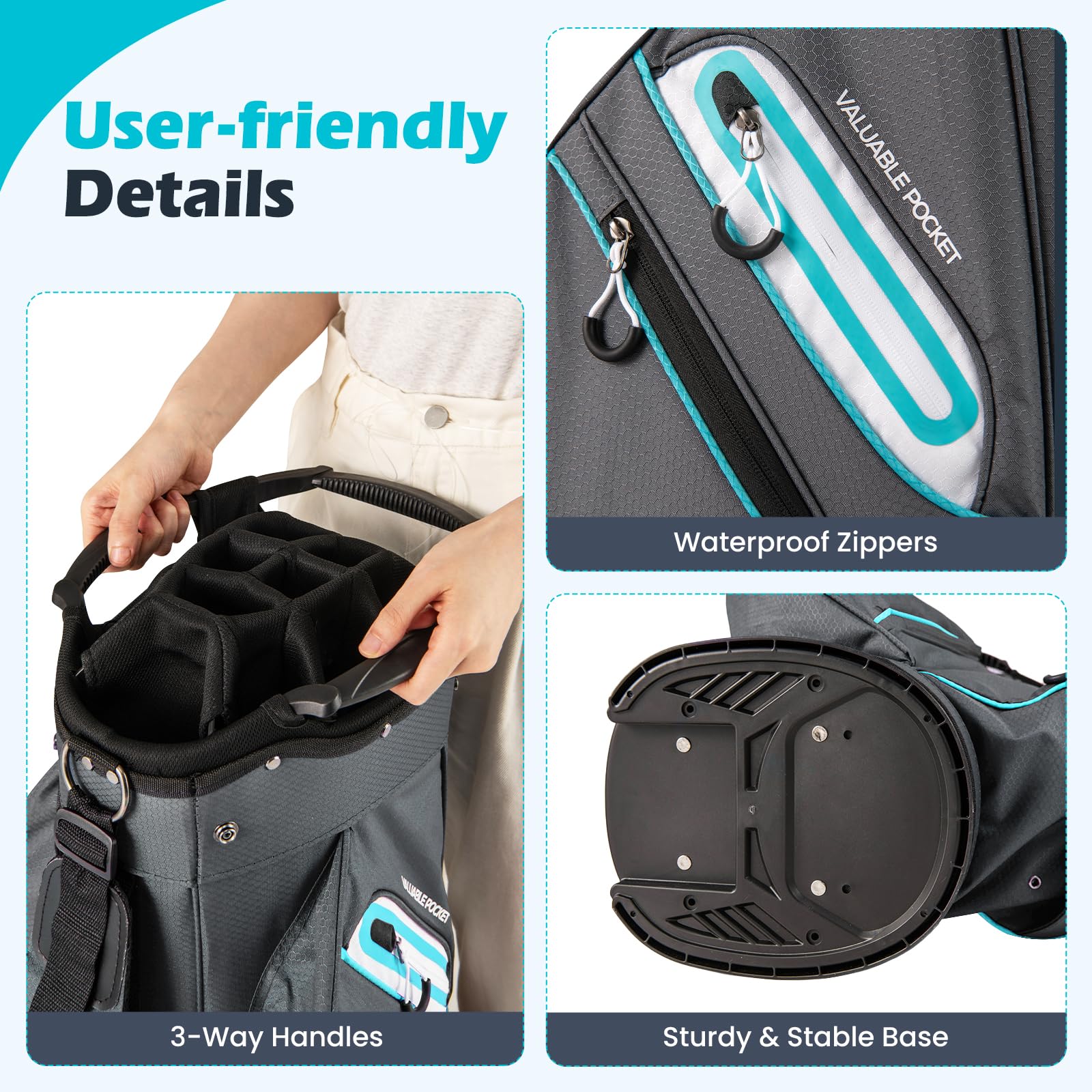 Goplus Lightweight Portable Golf Bag with 14-Way Divider Top for Men Women - Image 8