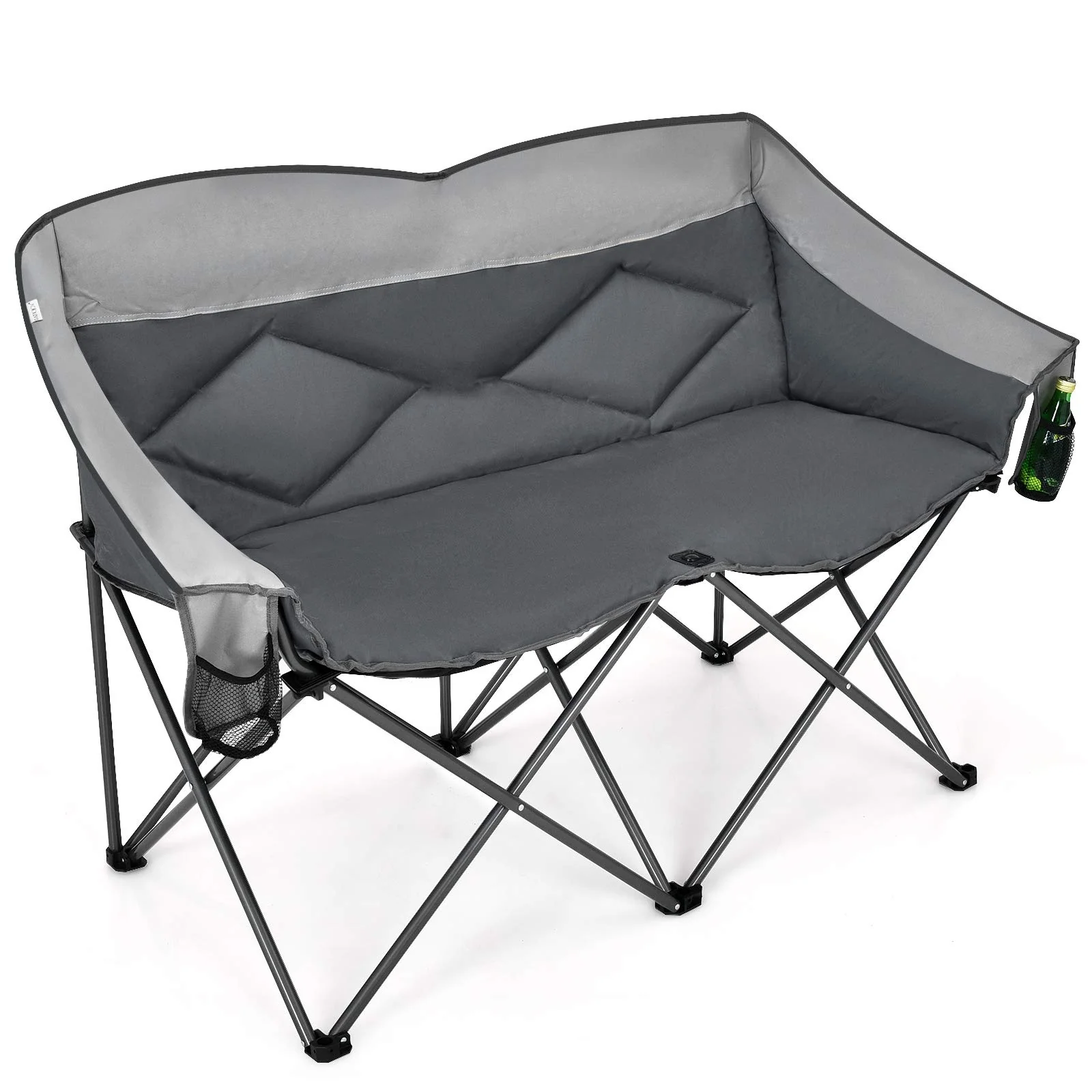 Goplus Loveseat Camping Chair, Double Folding Chair for Adults Couples w/Storage Bags & Padded High Backrest - Image 10