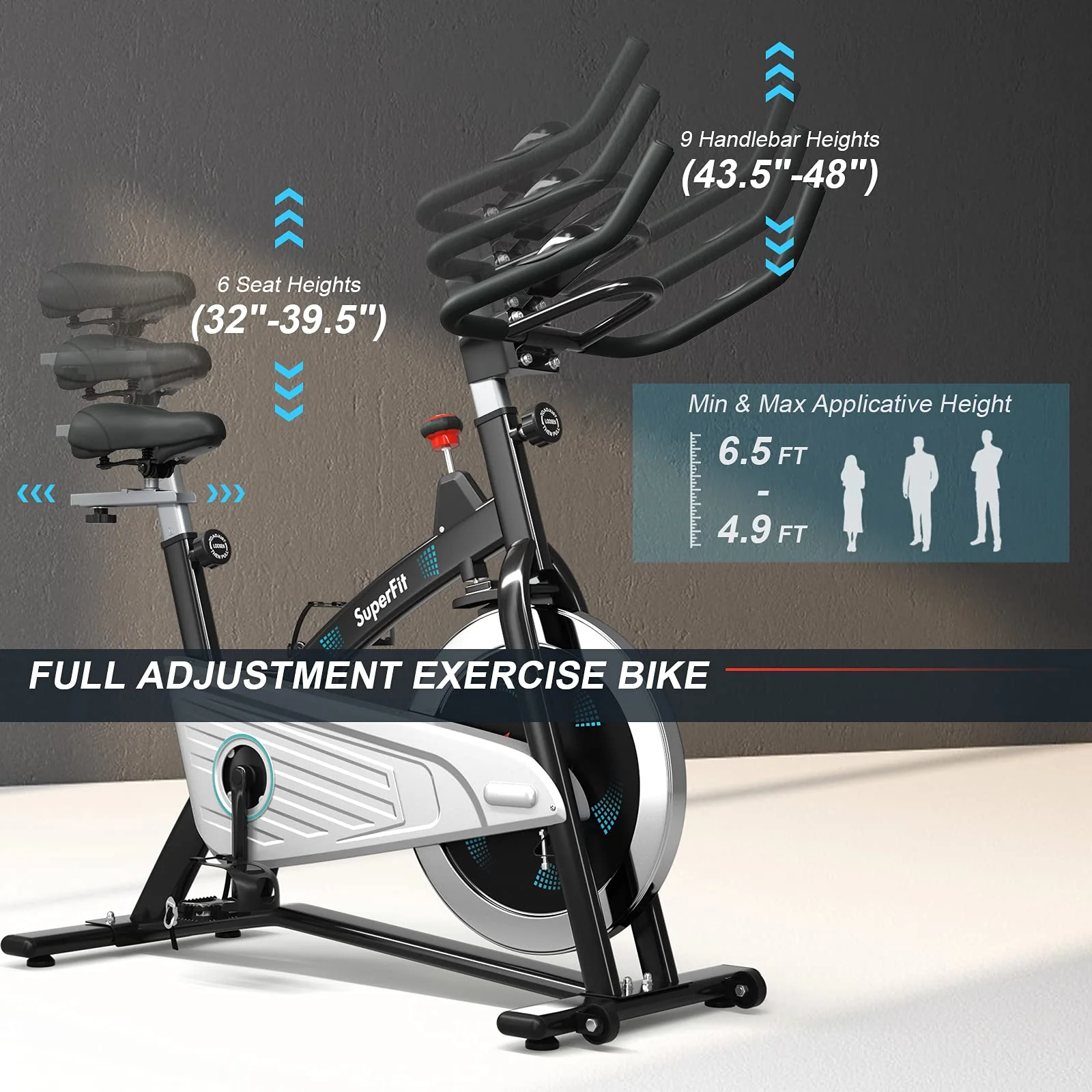Goplus Magnetic Stationary Bike, Indoor Exercise Cycling Bike Smooth Belt Drive - Image 6