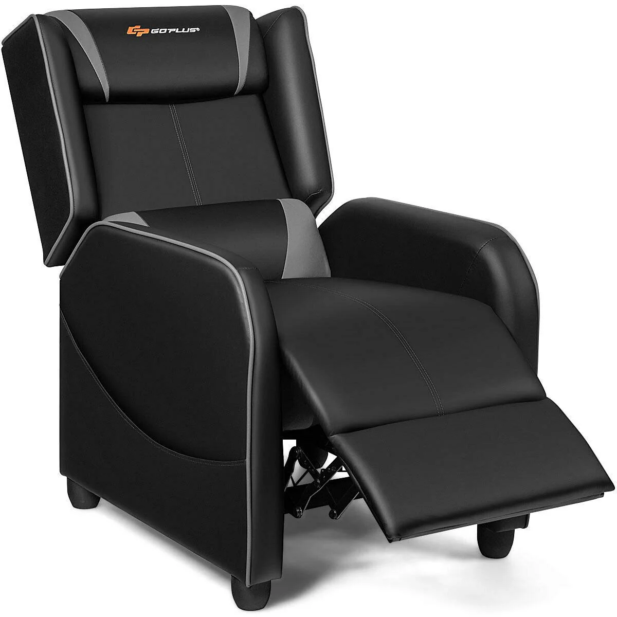 Goplus Massage Gaming Recliner Chair, Racing Style PU Leather Single Recliner Sofa with Footrest - Image 8