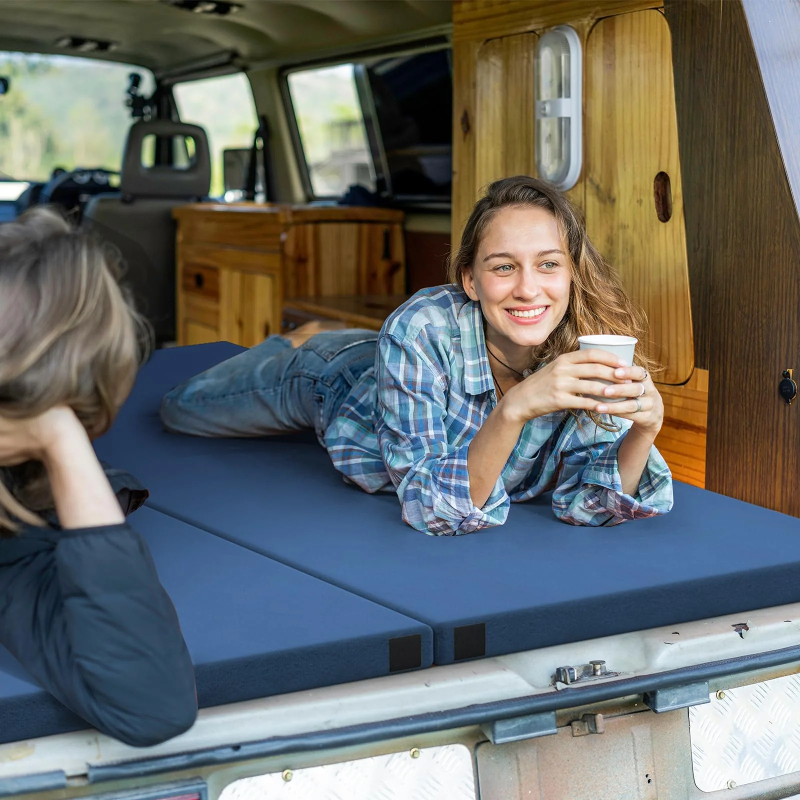 Goplus Memory Foam Camping Mattress, Portable Roll up Sleeping Pad w/Anti-Slip Bottom, Twin, 74" x 38" - Image 4
