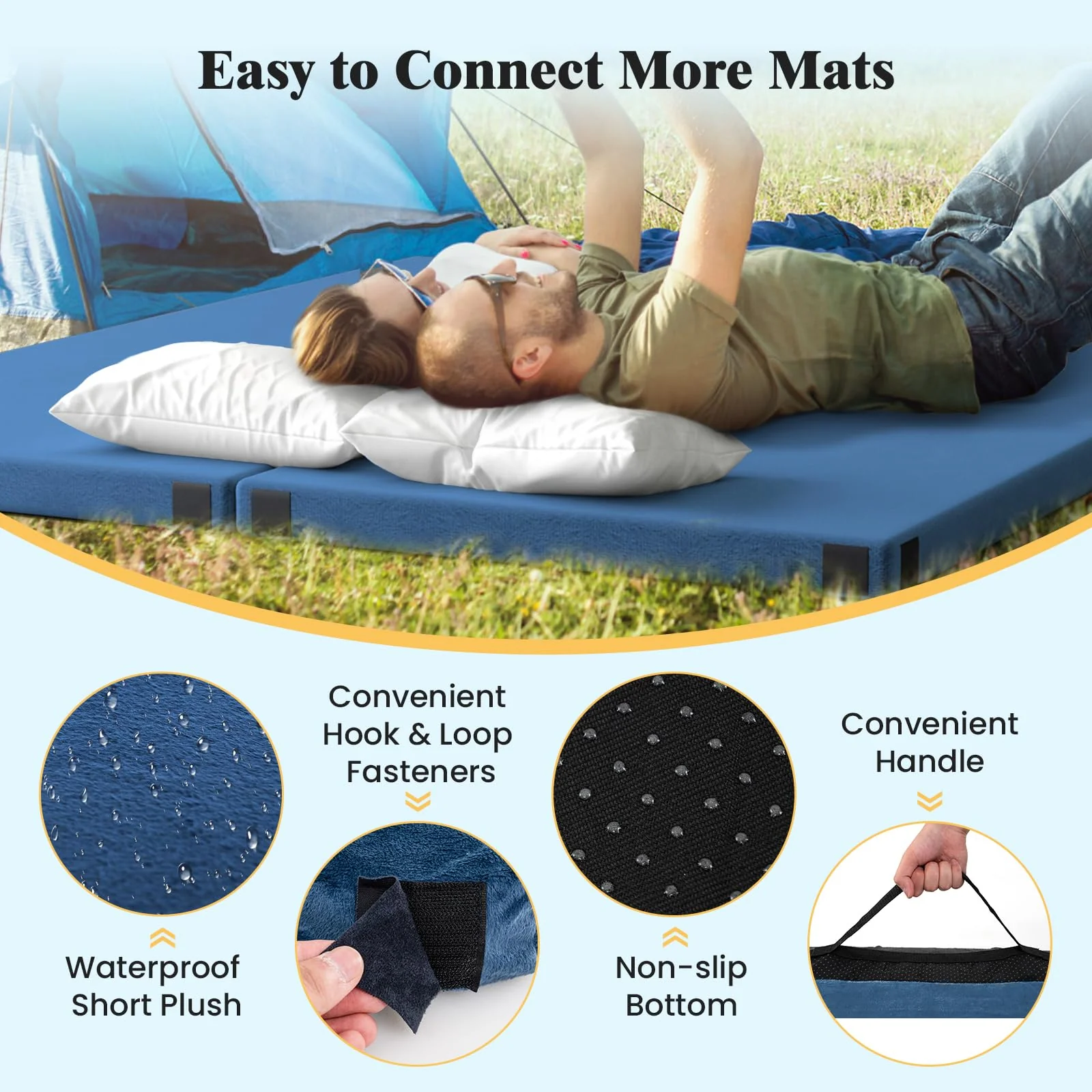 Goplus Memory Foam Camping Mattress, Portable Roll up Sleeping Pad w/Anti-Slip Bottom, Twin, 74" x 38" - Image 7