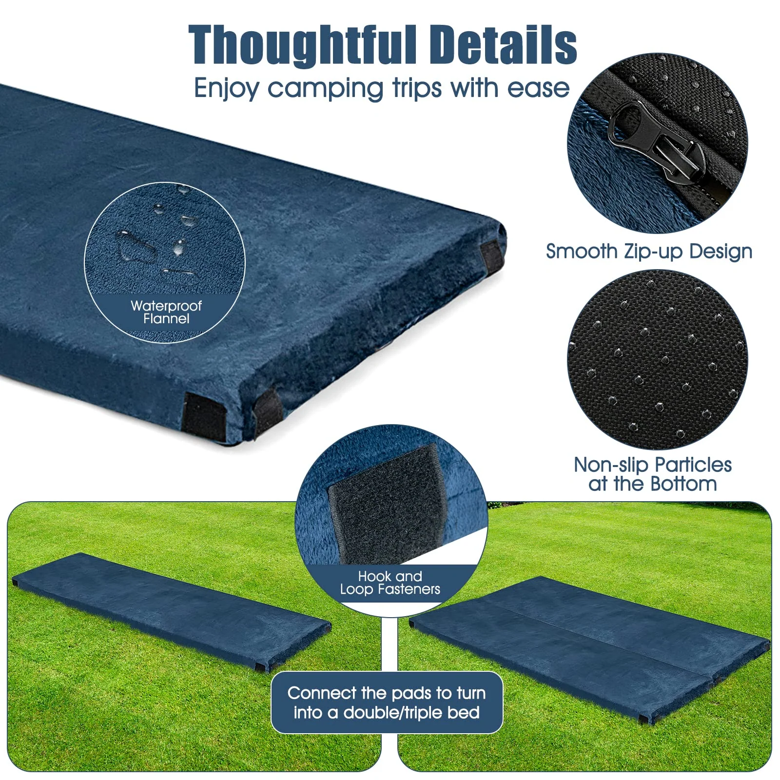 Goplus Memory Foam Camping Mattress, Waterproof Roll Up Floor Mattress with Carrying Bag - Image 3