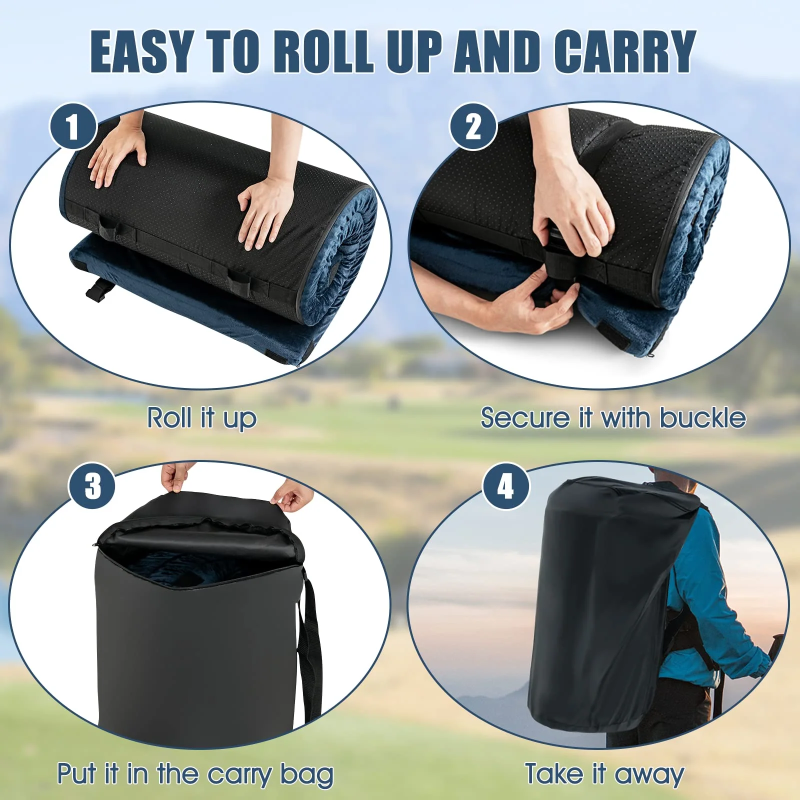 Goplus Memory Foam Camping Mattress, Waterproof Roll Up Floor Mattress with Carrying Bag - Image 5