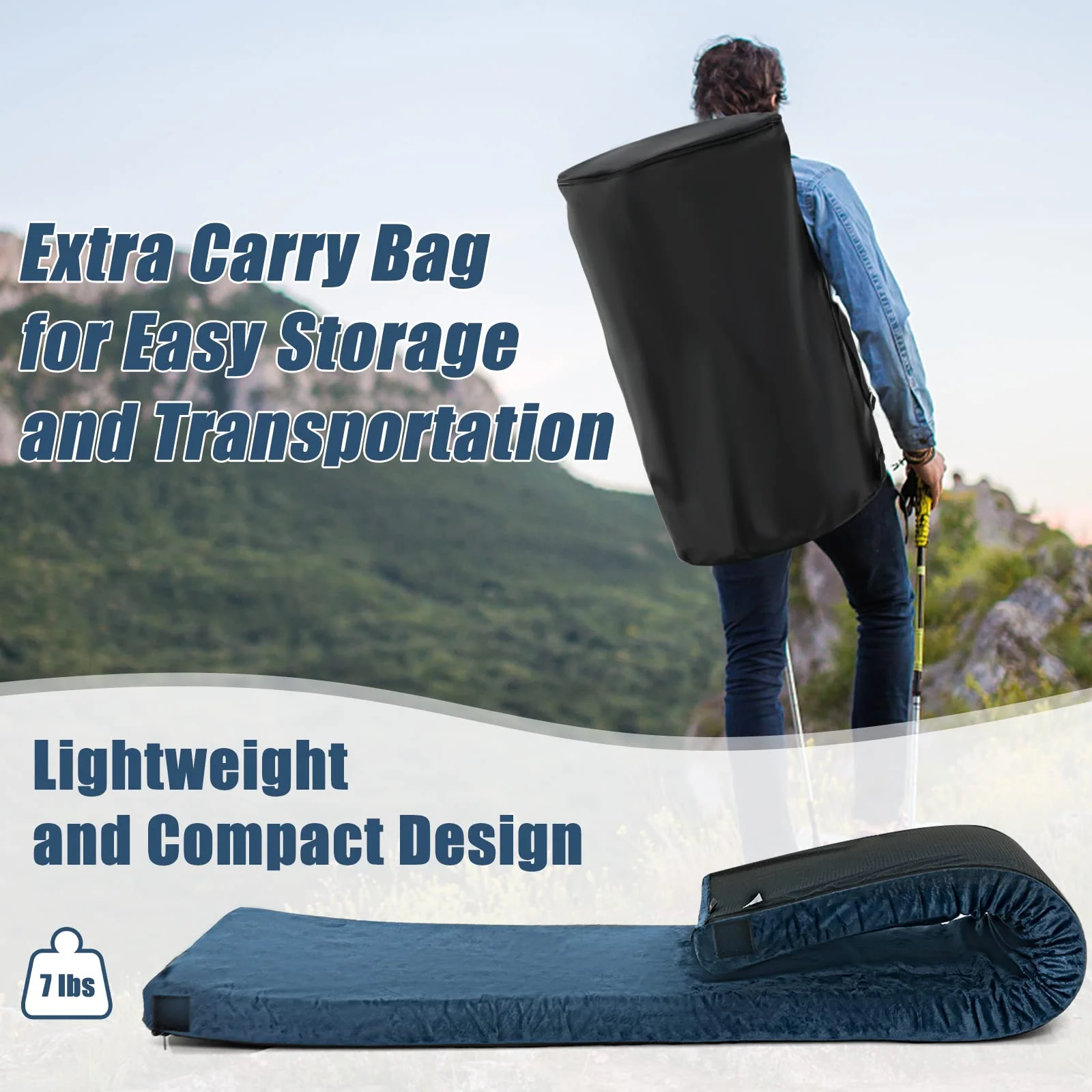 Goplus Memory Foam Camping Mattress, Waterproof Roll Up Floor Mattress with Carrying Bag - Image 7