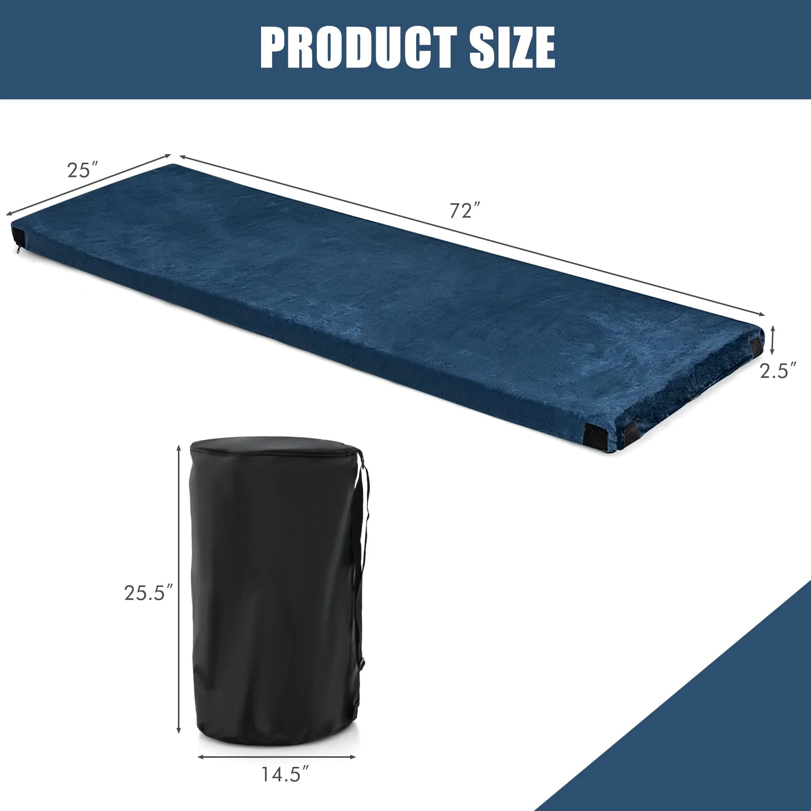 Goplus Memory Foam Camping Mattress, Waterproof Roll Up Floor Mattress with Carrying Bag - Image 8