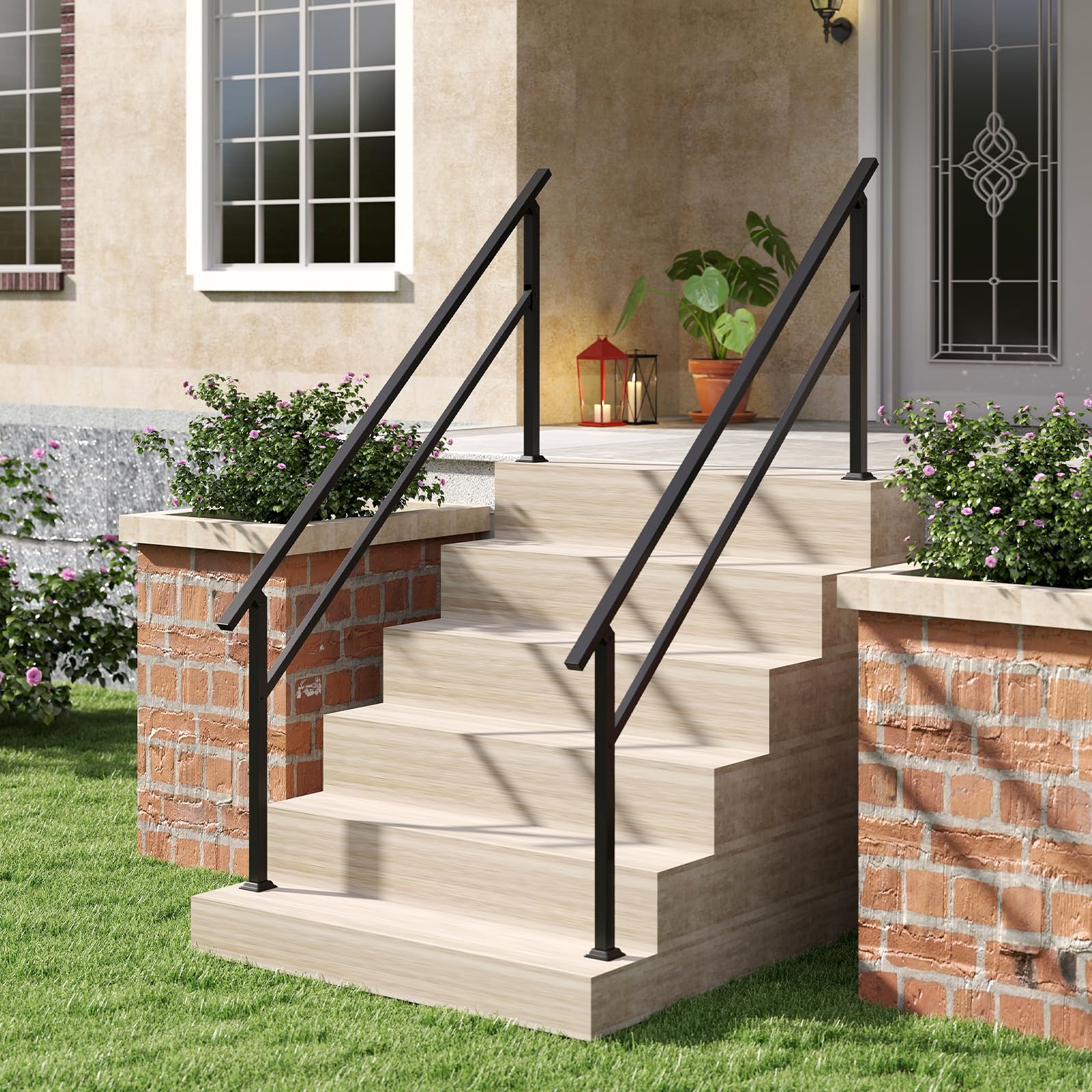 Goplus Metal Hand Rail Fits 0-6 Steps with Flexible Angle Adjustment - Image 2