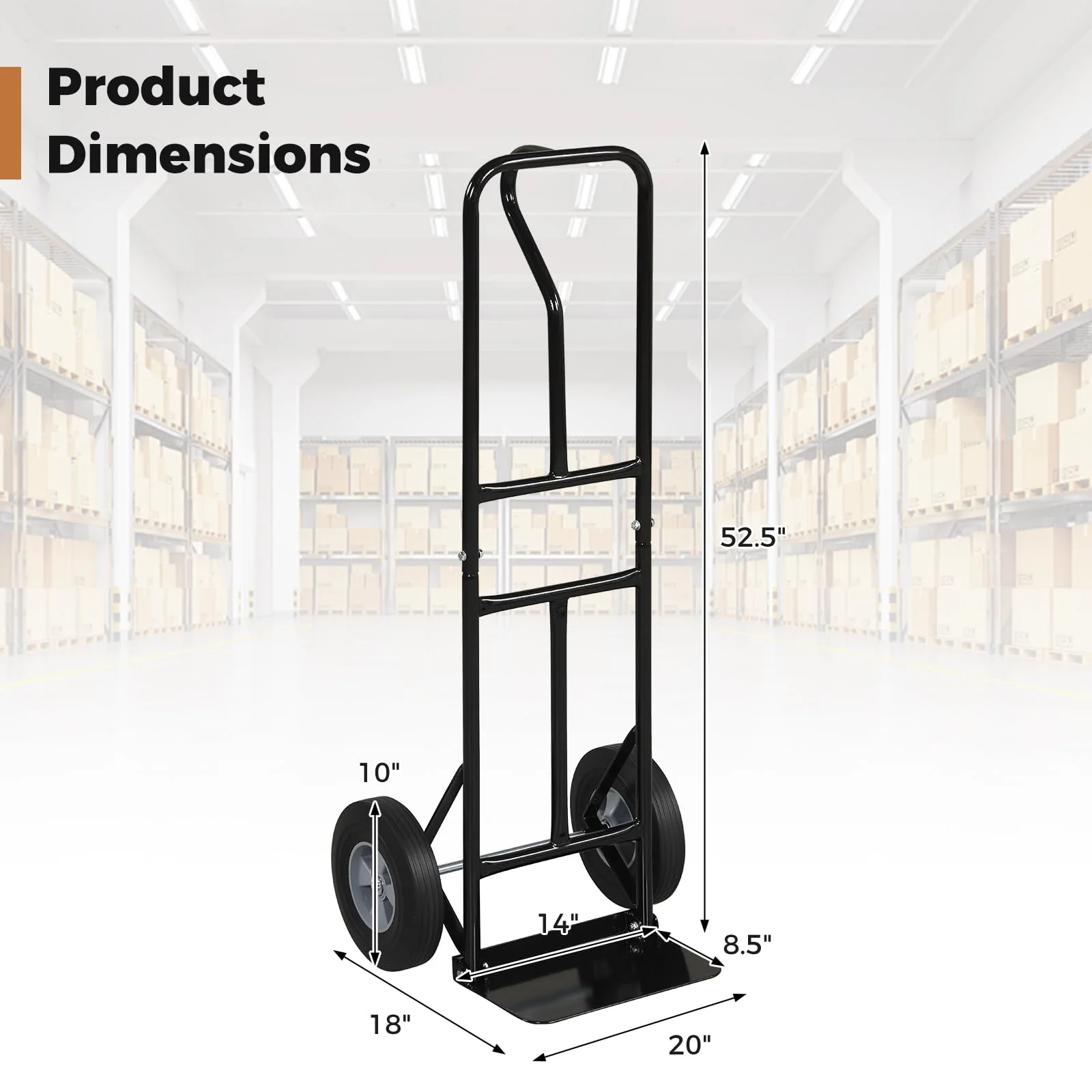 Goplus Metal Hand Truck Heavy-Duty 600 LBS Moving Dolly Cart - Image 3