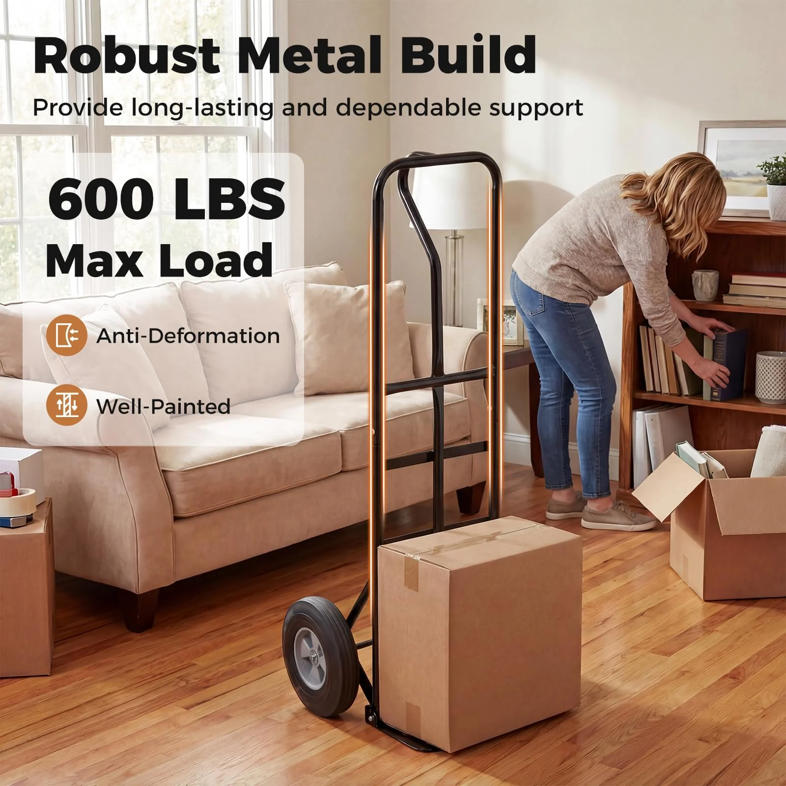 Goplus Metal Hand Truck Heavy-Duty 600 LBS Moving Dolly Cart - Image 6