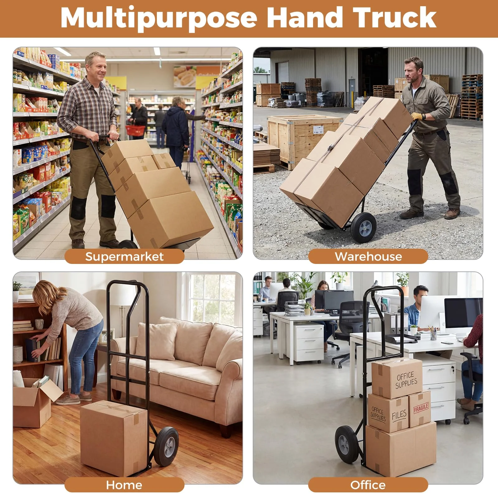 Goplus Metal Hand Truck Heavy-Duty 600 LBS Moving Dolly Cart - Image 8