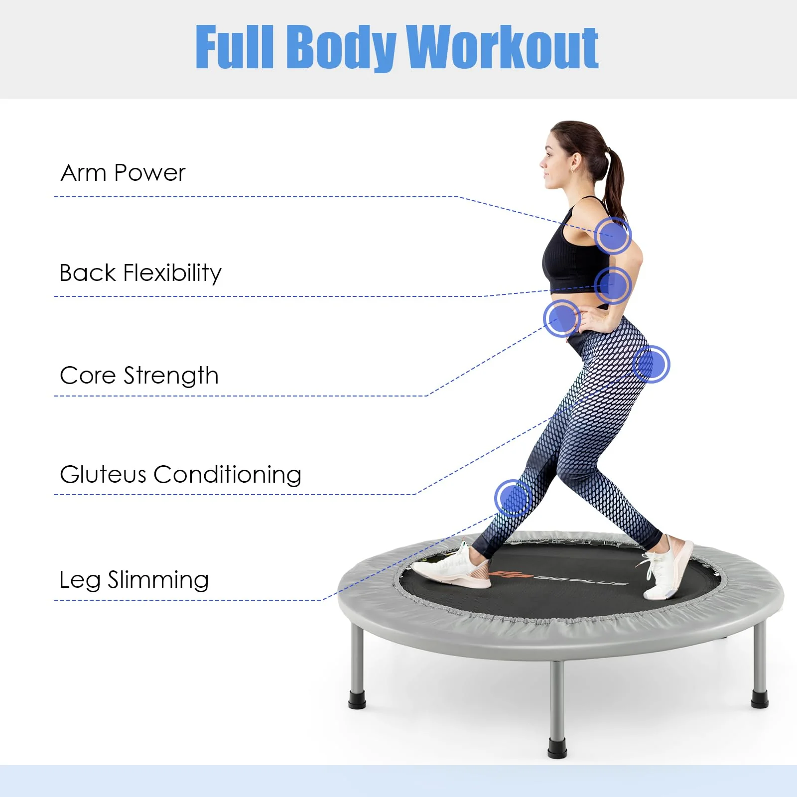 Goplus Mini Folding Trampoline, 36inch Foldable Fitness Rebounder for Adults - Image 8