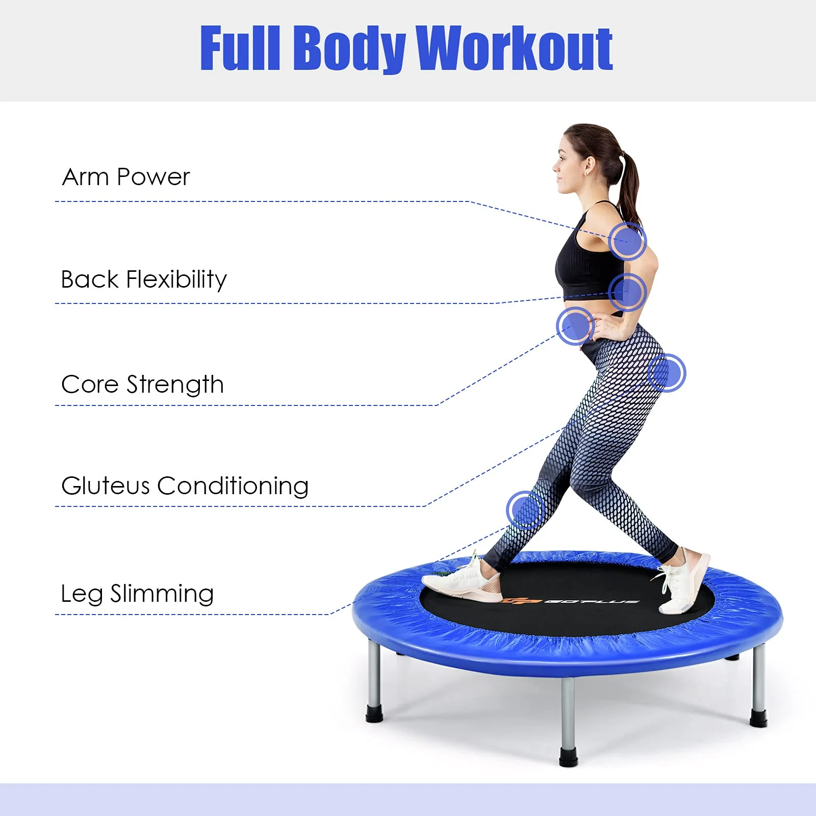 Goplus Mini Folding Trampoline, Foldable Fitness Rebounder for Children - Image 5