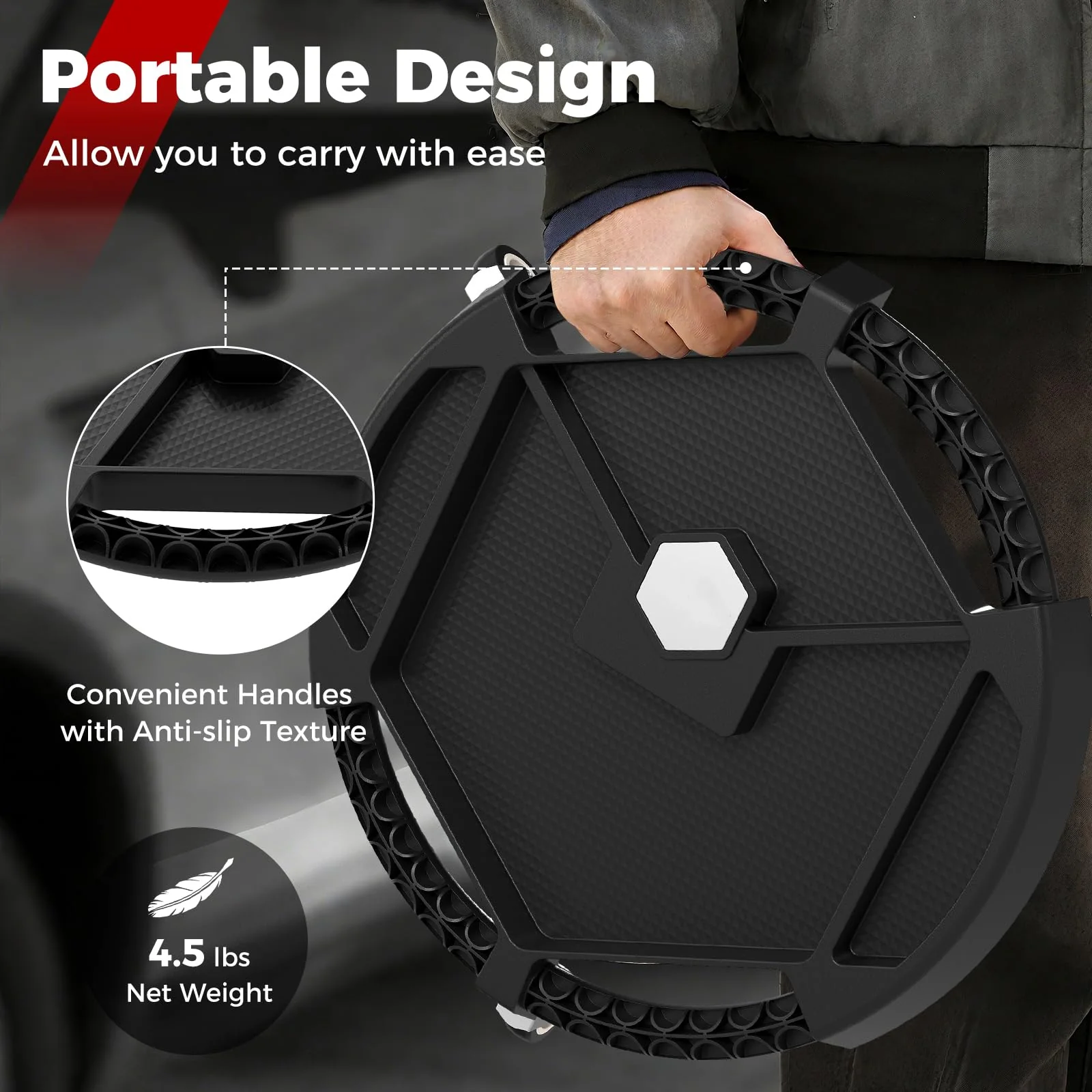 Goplus Mobile Automotive Tool Creeper with 3 Swivel Casters & 4 Compartments (19.5" x 19.5" x 4") - Image 4