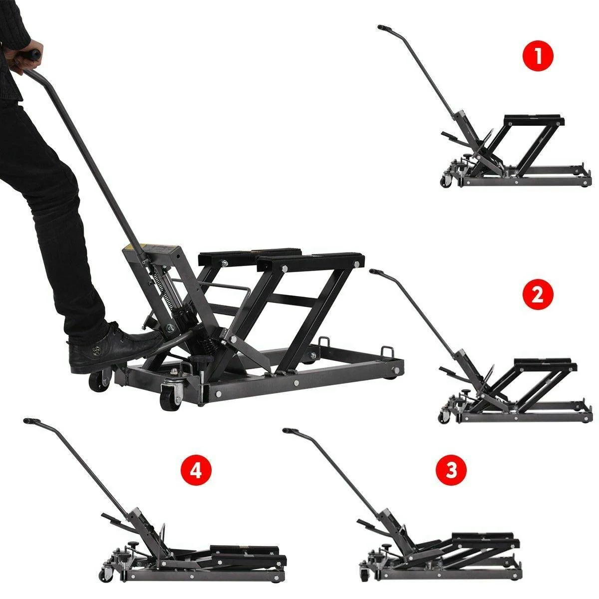 Goplus Motorcycle ATV Hydraulic Scissor Lift Jack Stand Quad Dirt Street Bike Hoist - Image 3