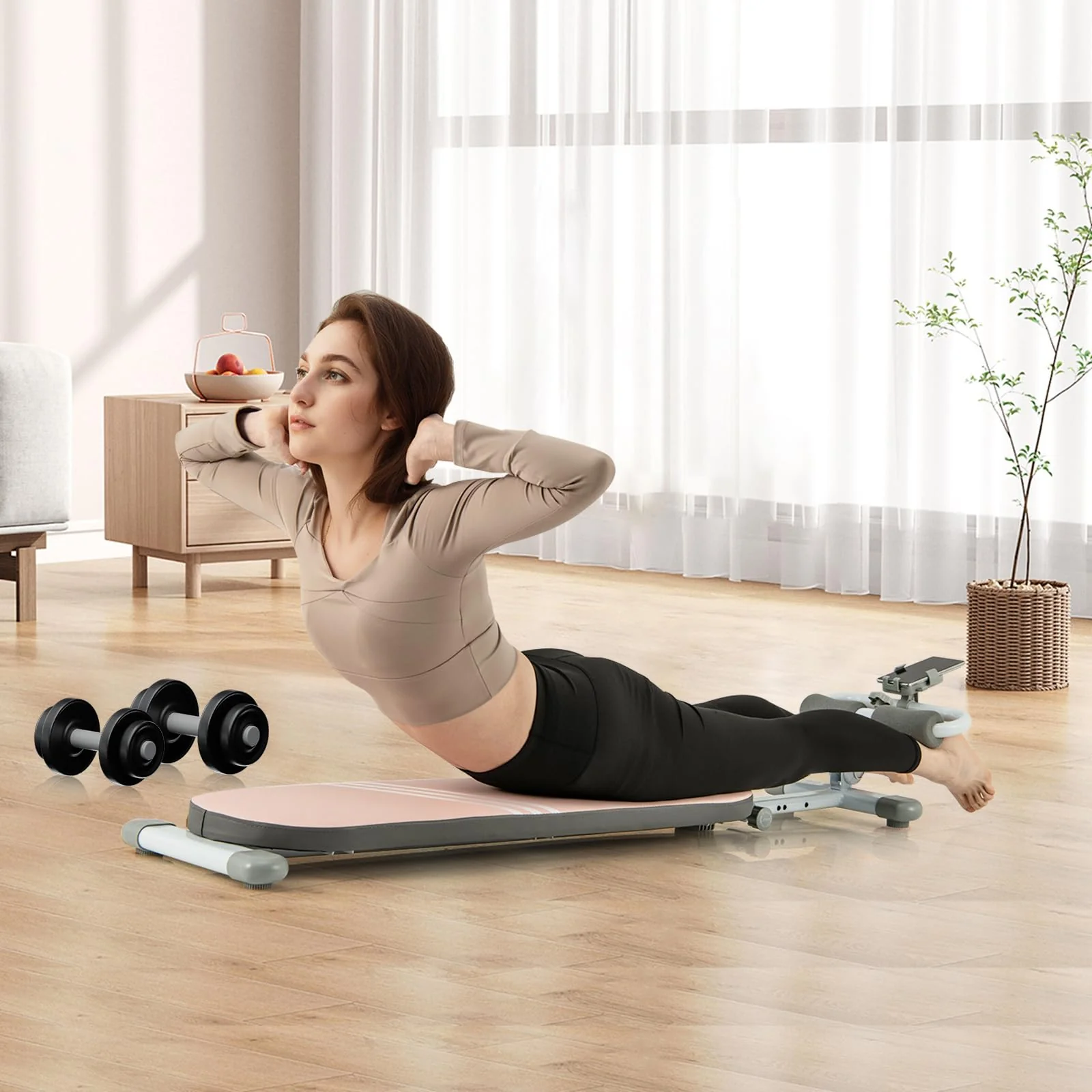 Goplus Multifunctional Sit Up Bench, Workout Bench w/3 Gear Adjustable Angles & Adjustable Length - Image 8
