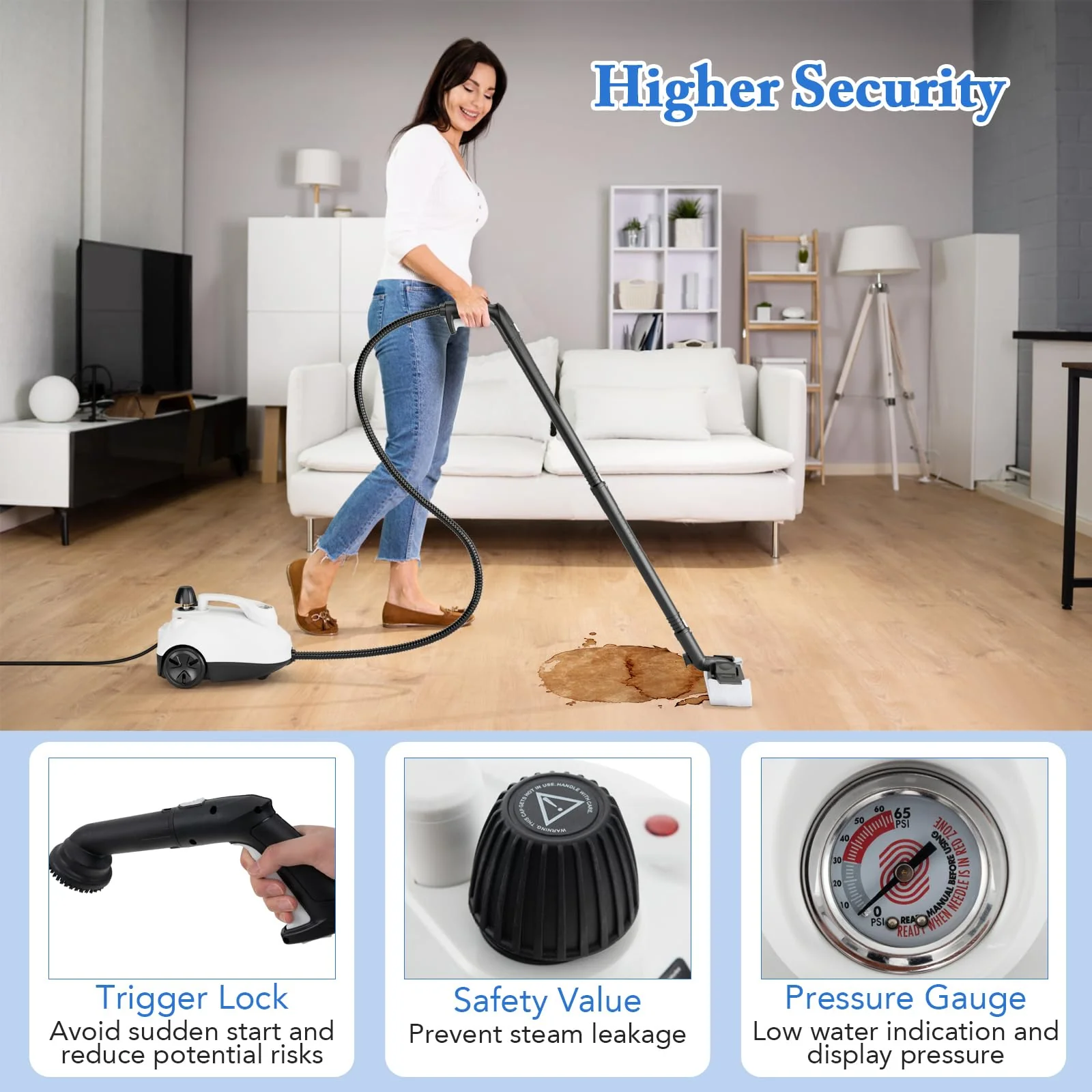 Goplus Multipurpose Steam Cleaner, 1800W Portable Household Steamer with 15 Accessories - Image 4