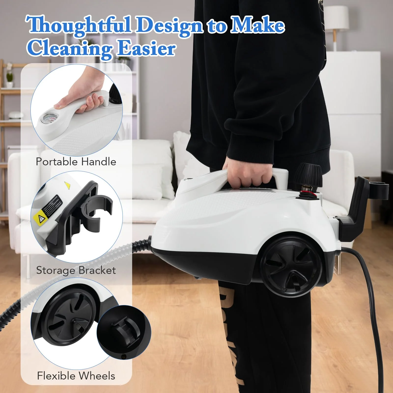 Goplus Multipurpose Steam Cleaner, 1800W Portable Household Steamer with 15 Accessories - Image 5