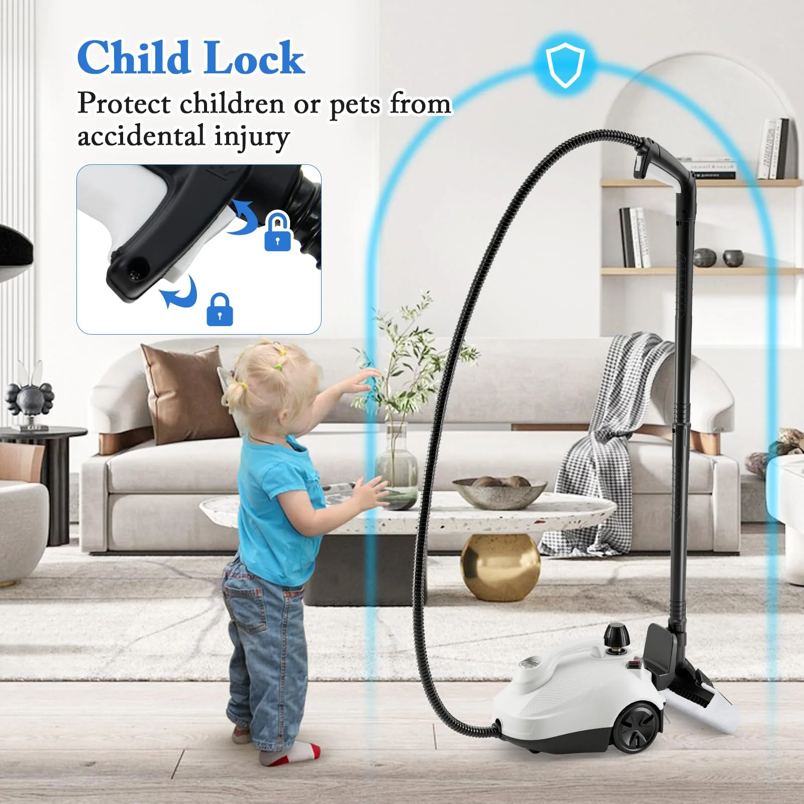 Goplus Multipurpose Steam Cleaner, 1800W Portable Household Steamer with 15 Accessories - Image 6