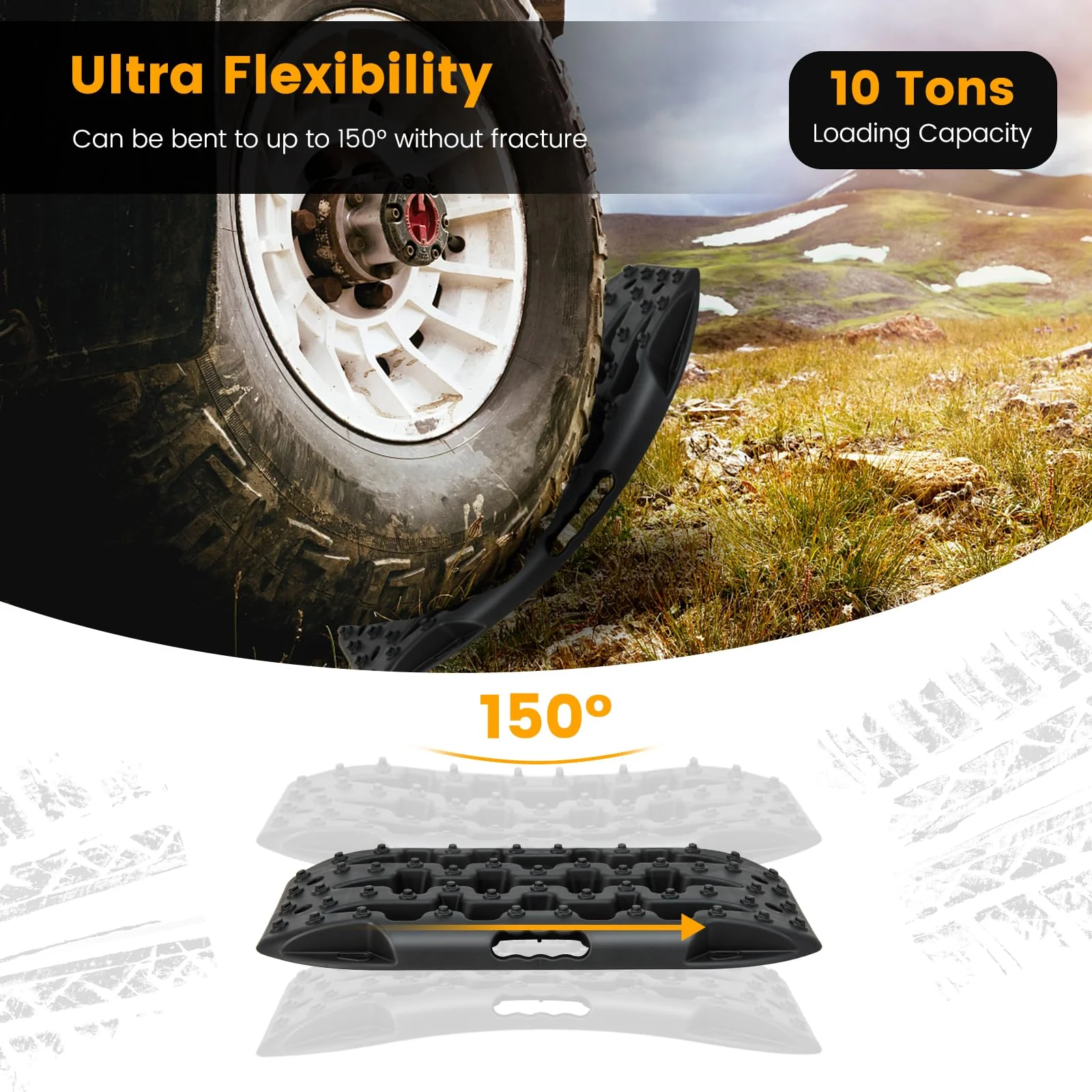 Goplus Off-Road Traction Boards, 2 PCS 4WD Large Recovery Traction Tracks Mats - Image 12