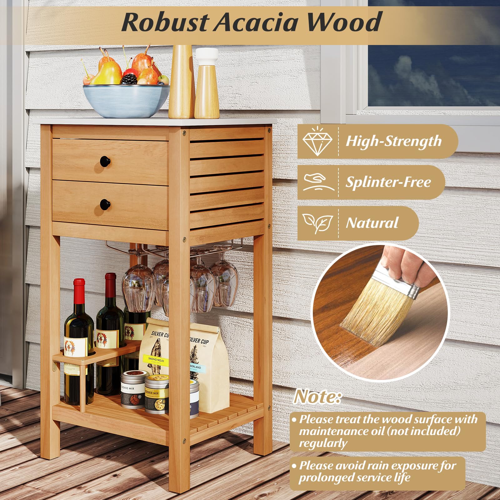 Goplus Outdoor Bar Buffet Sideboard for Backyard Garden Deck Corner - Image 11