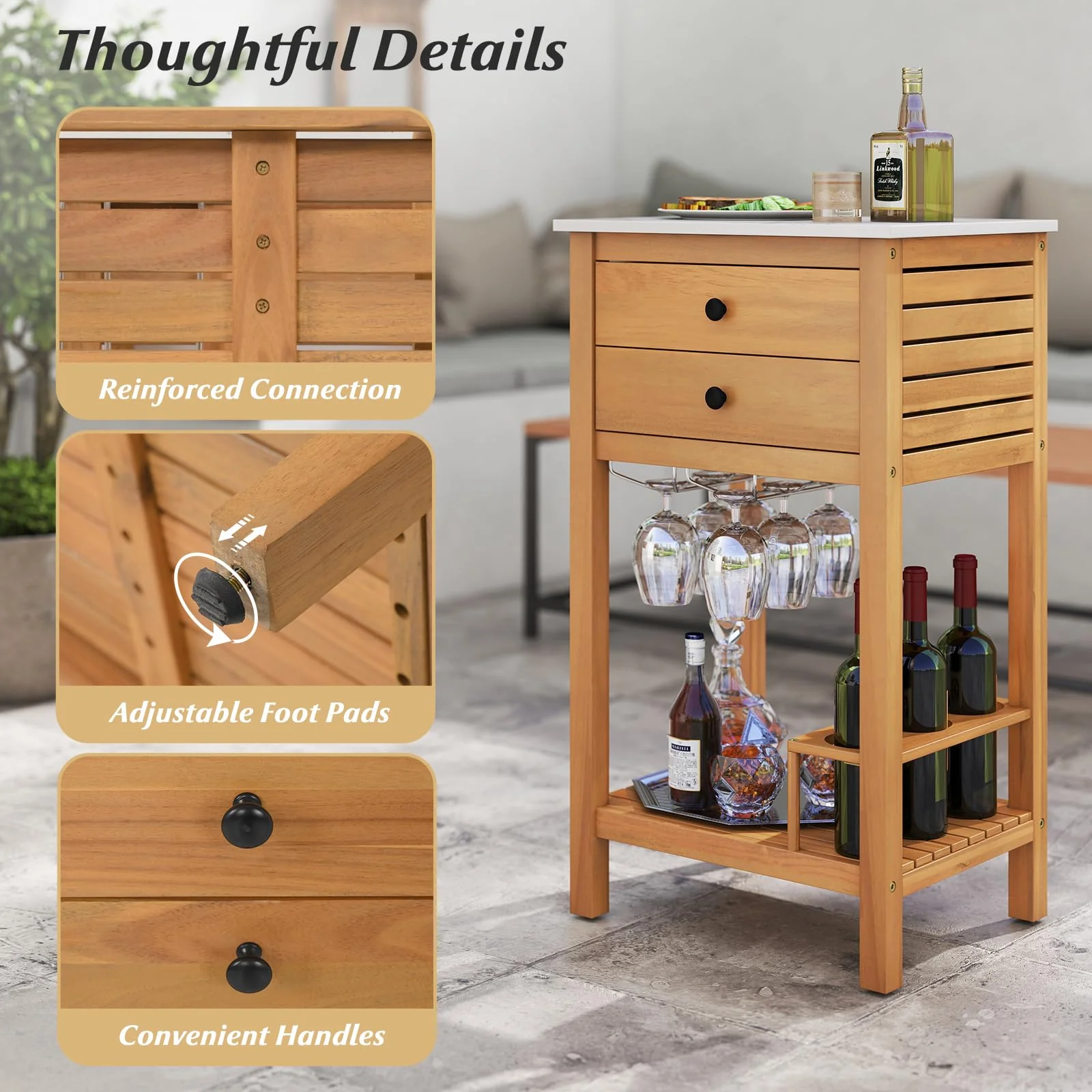 Goplus Outdoor Bar Buffet Sideboard for Backyard Garden Deck Corner - Image 12