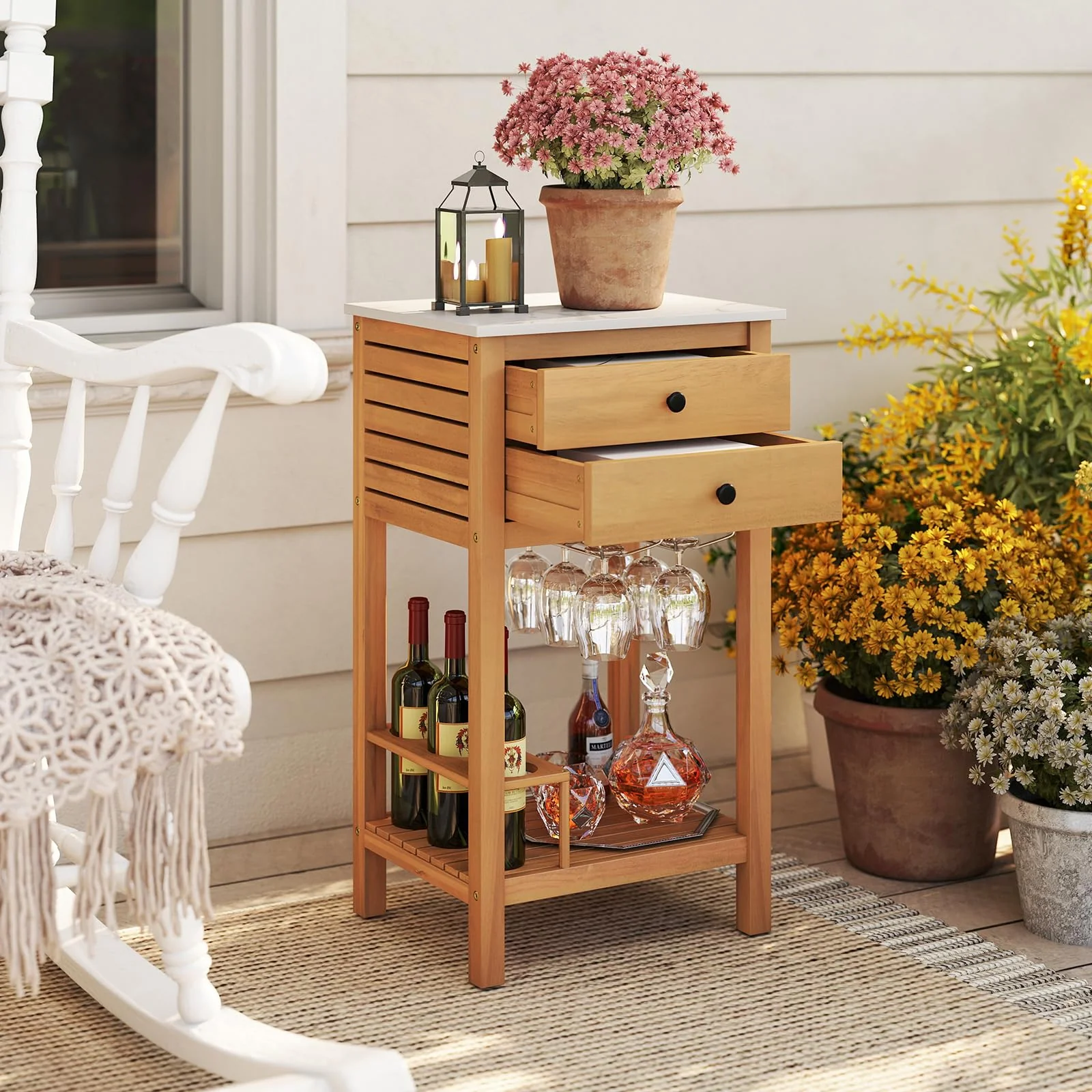Goplus Outdoor Bar Buffet Sideboard for Backyard Garden Deck Corner - Image 6