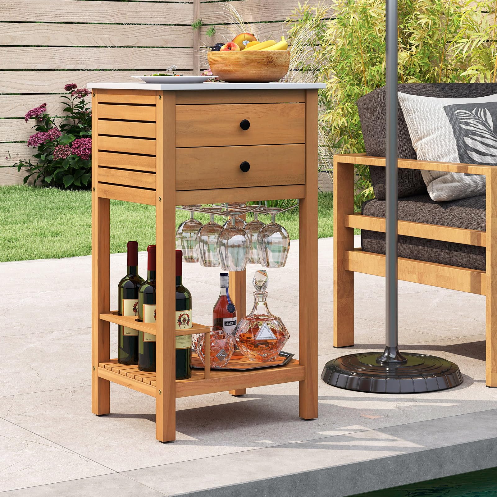 Goplus Outdoor Bar Buffet Sideboard for Backyard Garden Deck Corner - Image 7