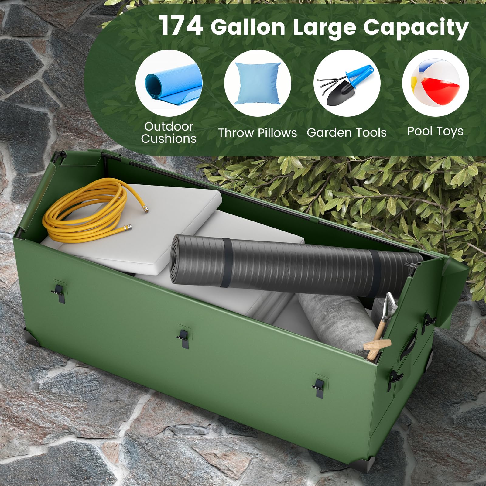 Goplus Outdoor Storage Box, 174 Gallon All Weather Outside Storage Container w/Convenient Handles - Image 2