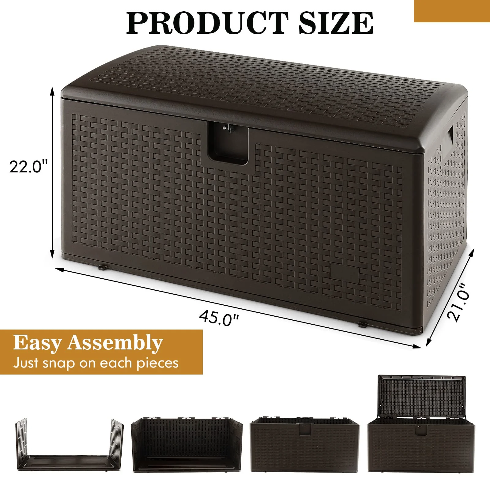 Goplus Outdoor Storage Box, 31 73 100 Gallon Waterproof Resin Patio Storage Box with Lockable Lid, Side Handle for Pillows, Cushions - Image 16