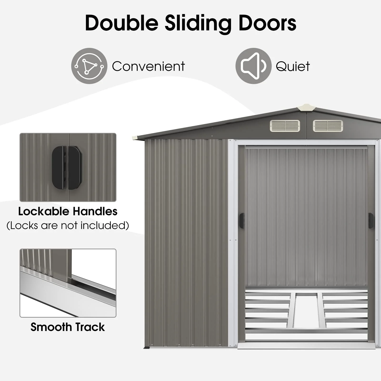 Goplus Outdoor Storage Shed, 8.5"x 6.8"x 6" Weather-Resistant Utility Tool Organizer w/Foundation - Image 5