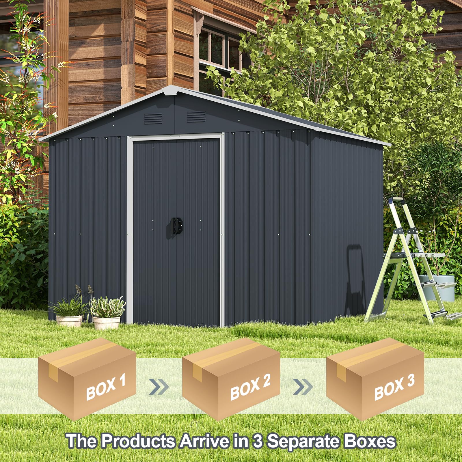 Goplus Outdoor Storage Shed with Floor - Image 3