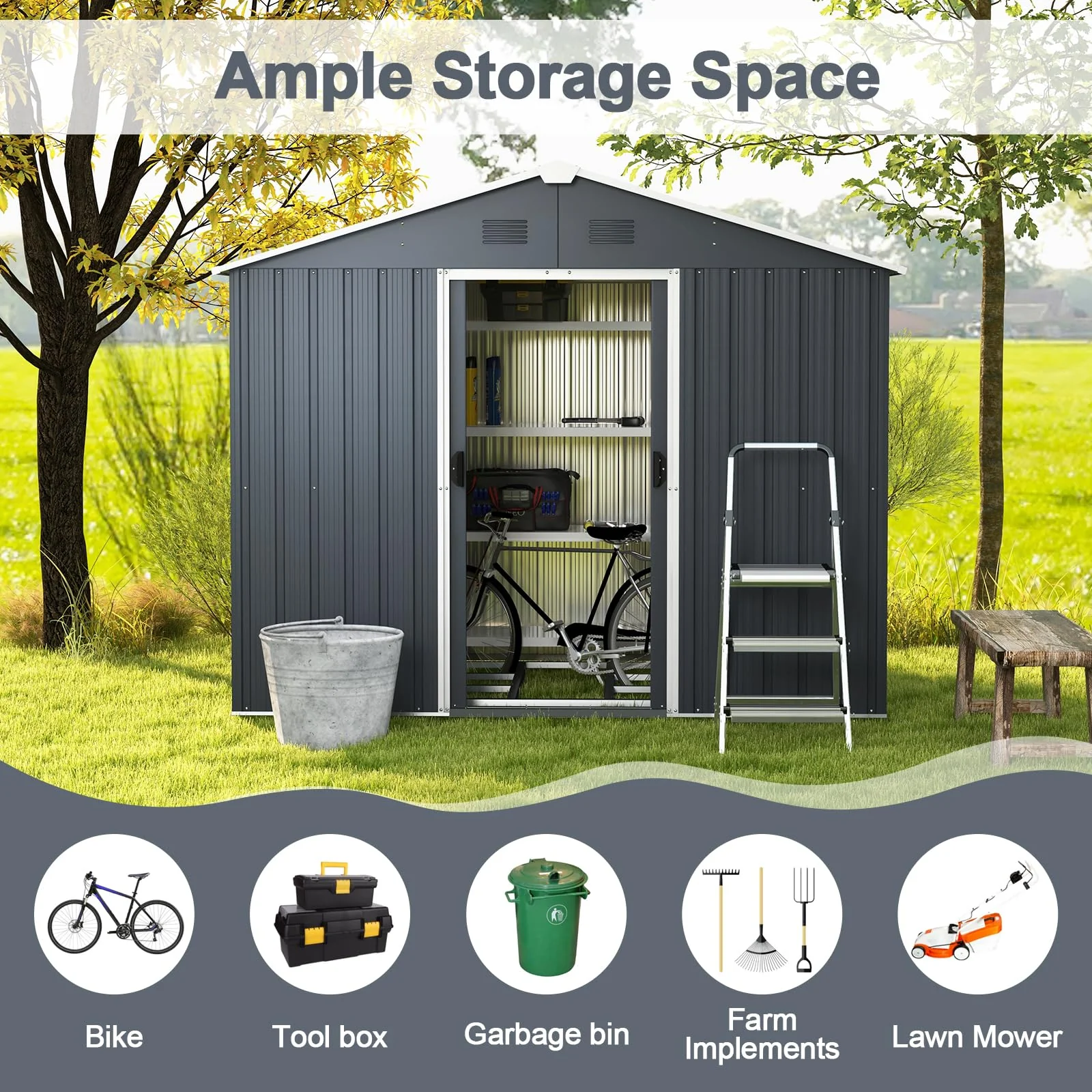 Goplus Outdoor Storage Shed with Floor - Image 4