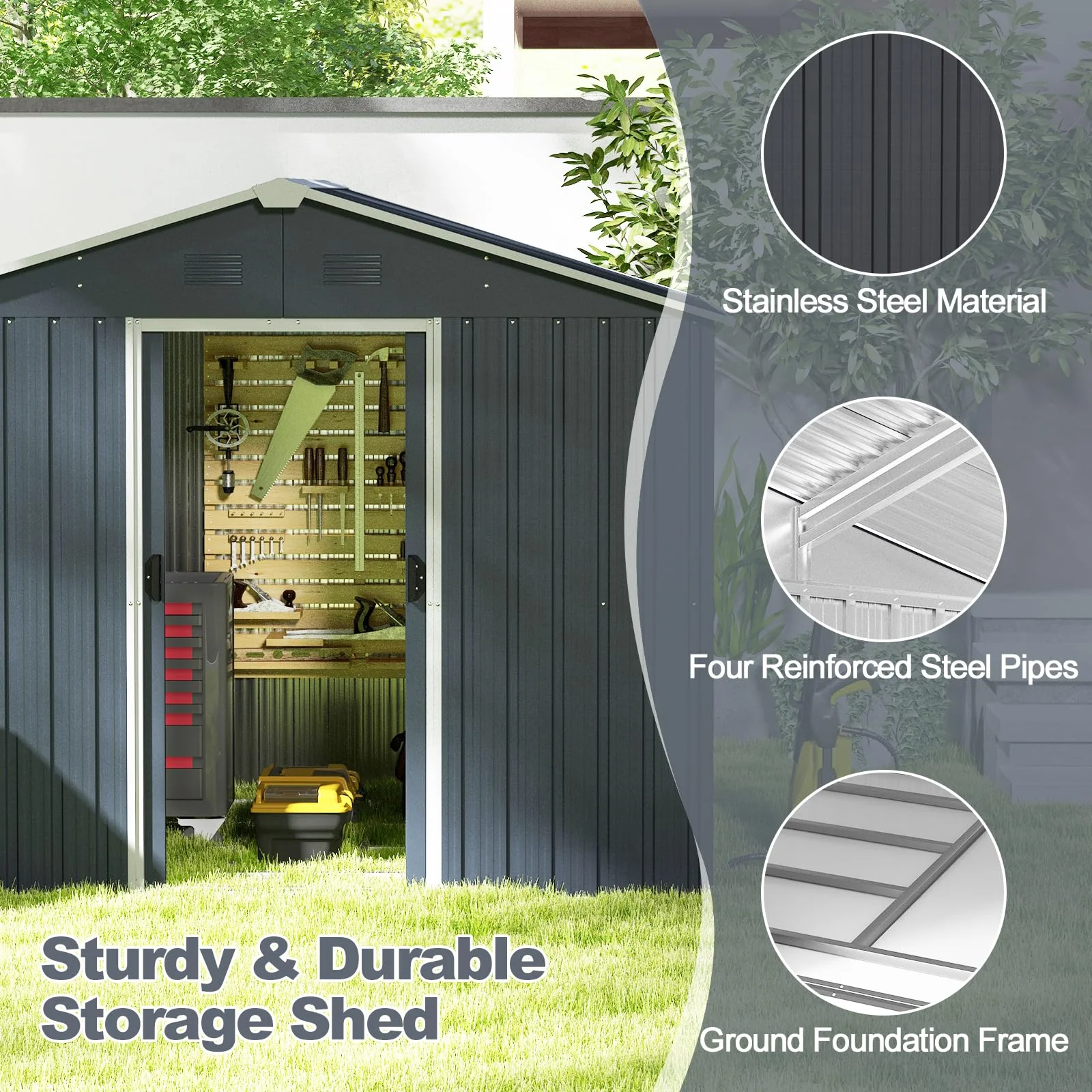 Goplus Outdoor Storage Shed with Floor - Image 5