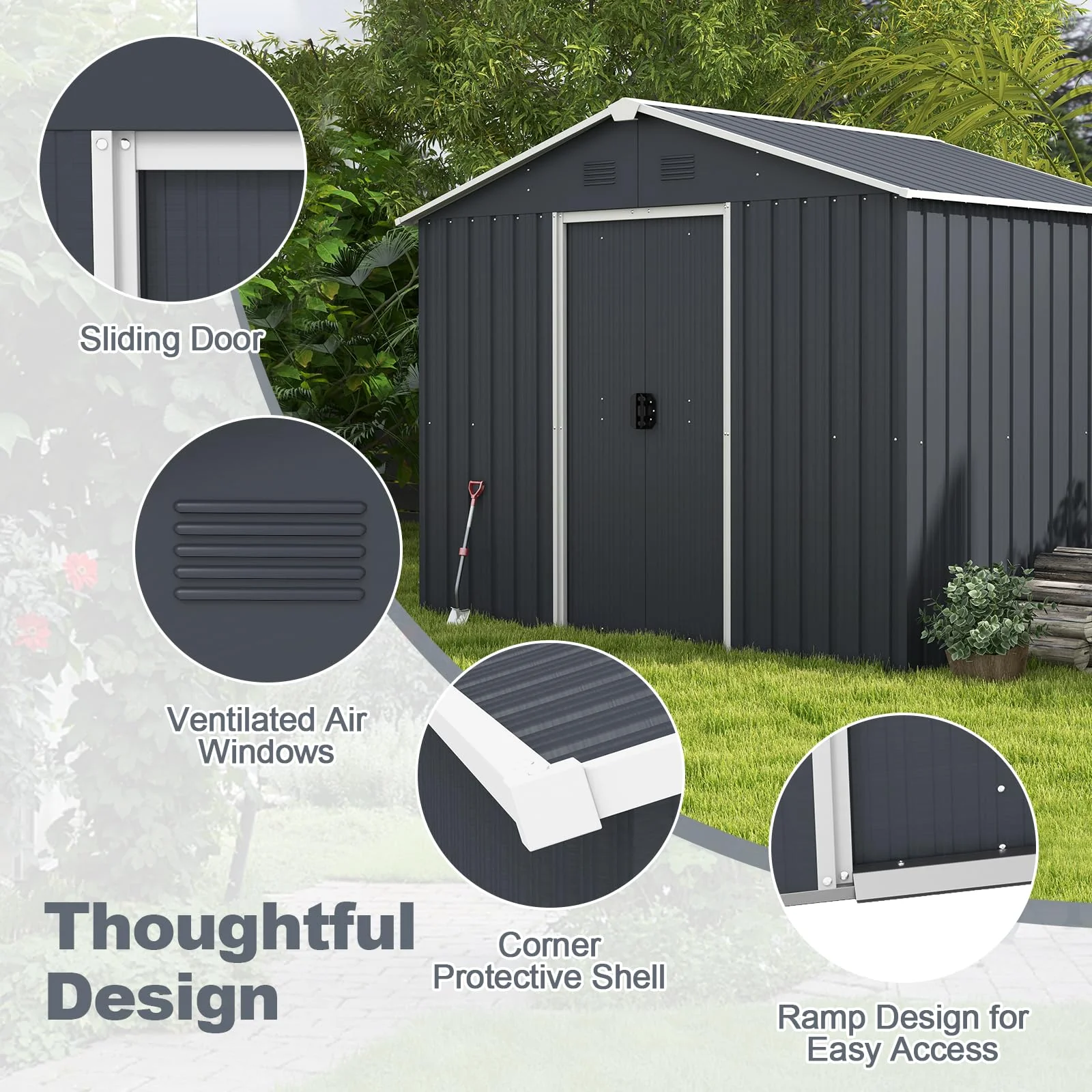 Goplus Outdoor Storage Shed with Floor - Image 7