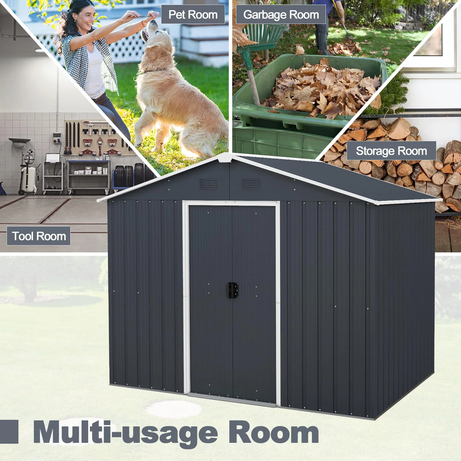 Goplus Outdoor Storage Shed with Floor - Image 9