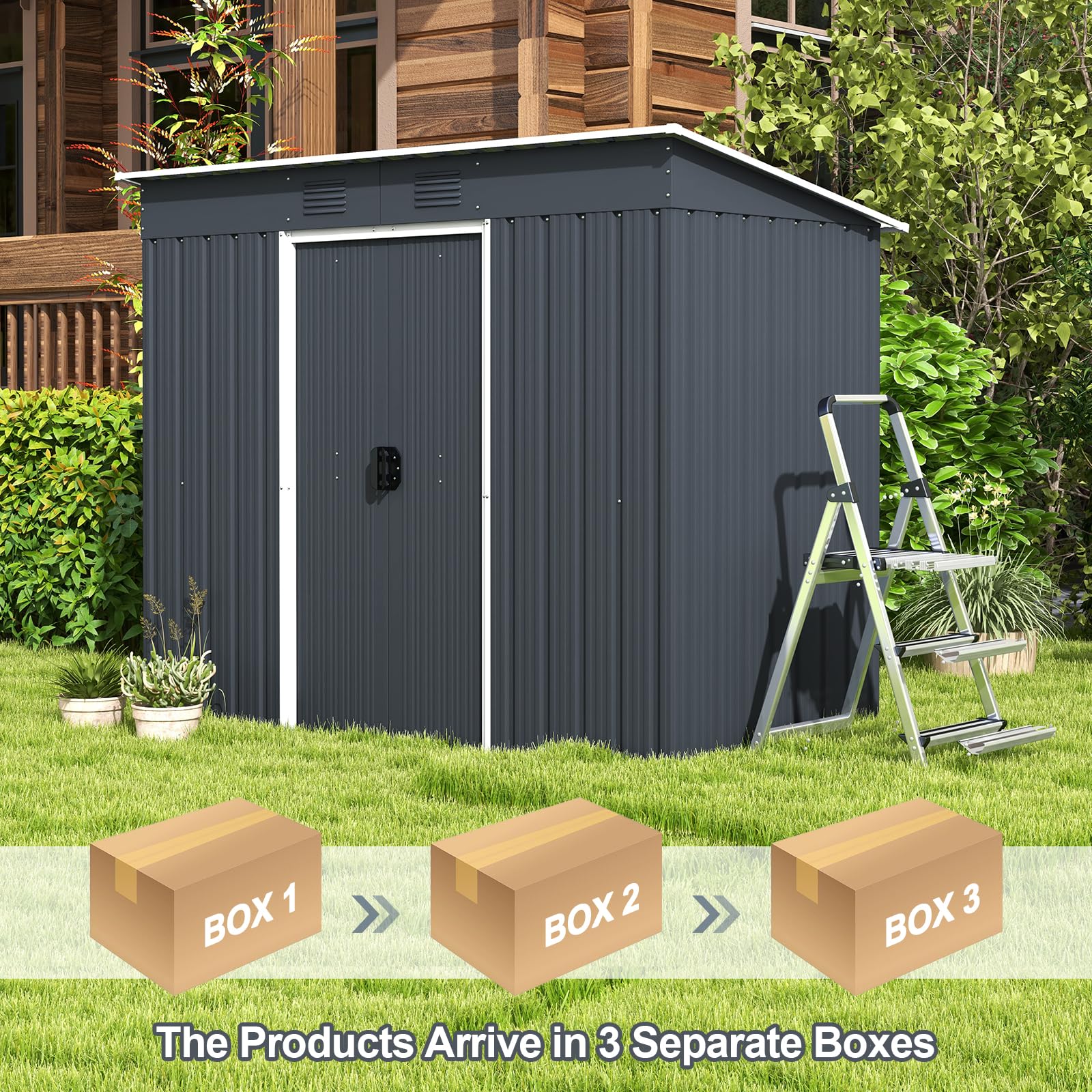 Goplus Outdoor Storage Shed with Floor Base - Image 3