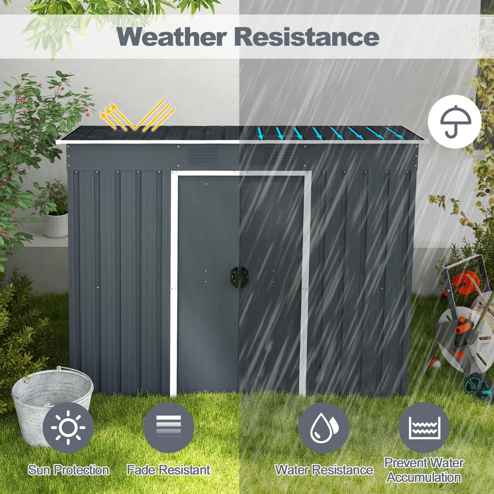 Goplus Outdoor Storage Shed with Floor Base - Image 6