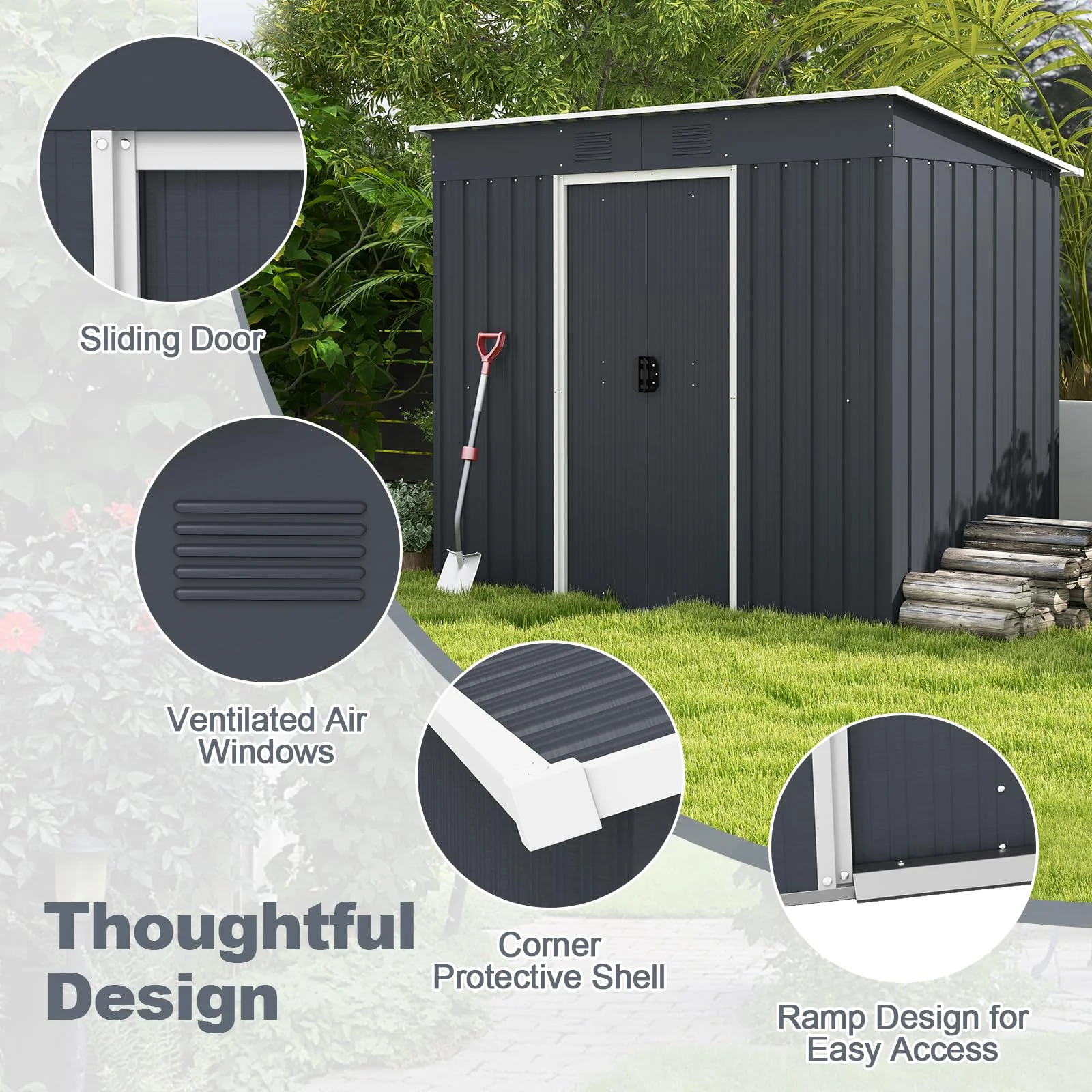 Goplus Outdoor Storage Shed with Floor Base - Image 7