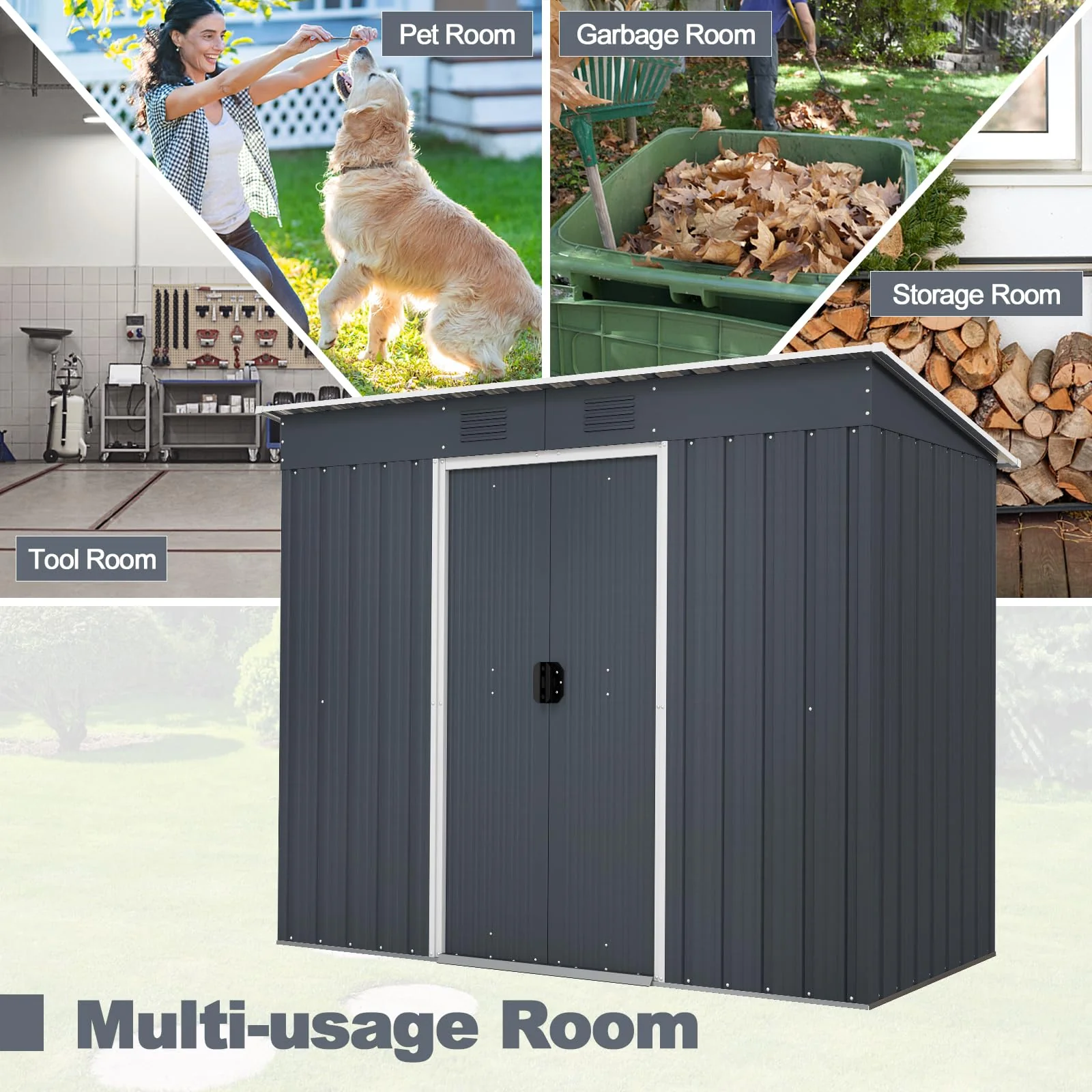 Goplus Outdoor Storage Shed with Floor Base - Image 9