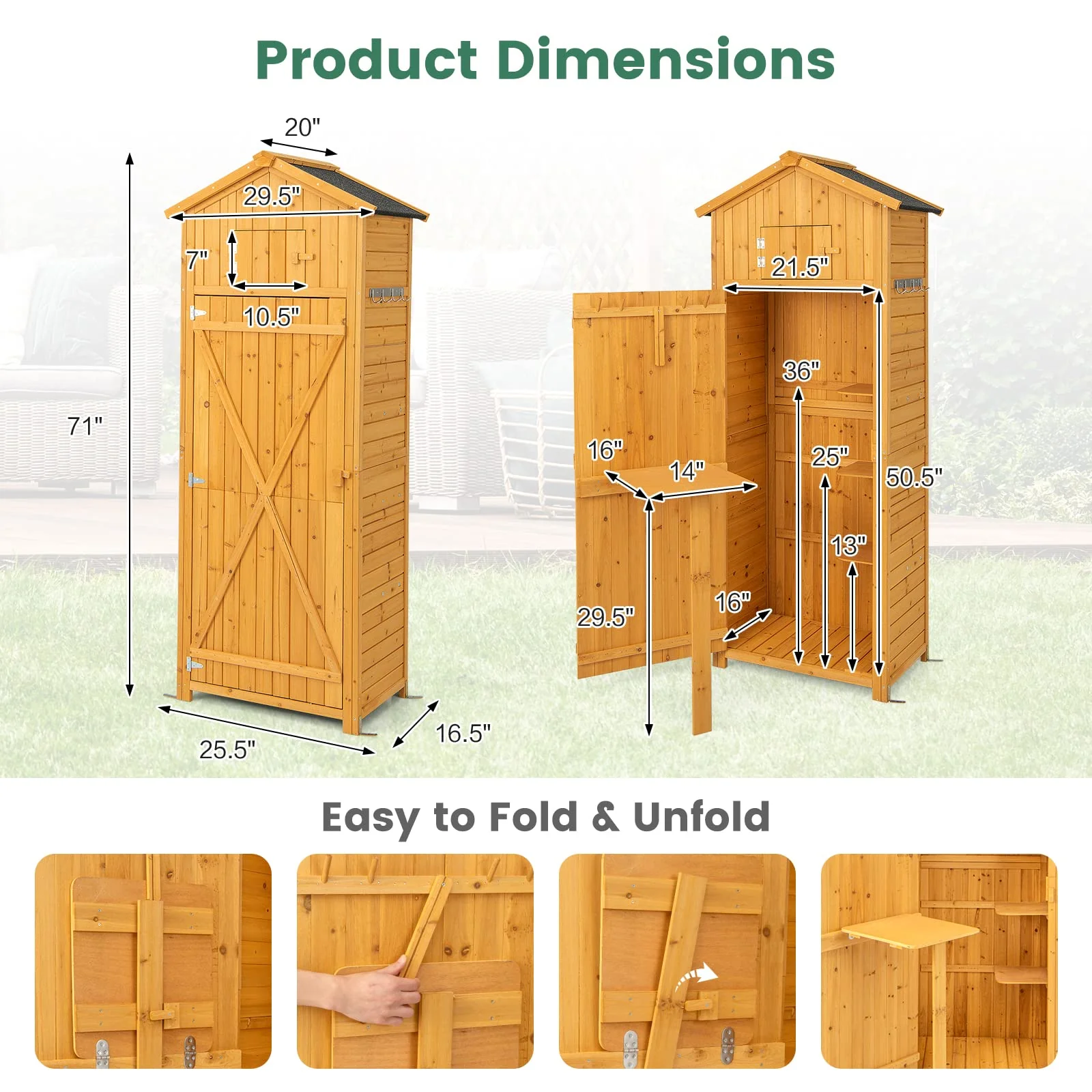 Goplus Outdoor Storage Shed, Wooden Garden Storage Cabinet with Lockable Doors - Image 9