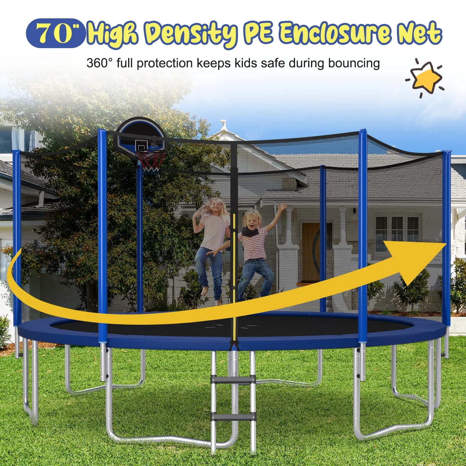 Goplus Outdoor Trampoline, 12FT/ 14FT/ 15FT/ 16FT ASTM Approved Trampoline - Image 4