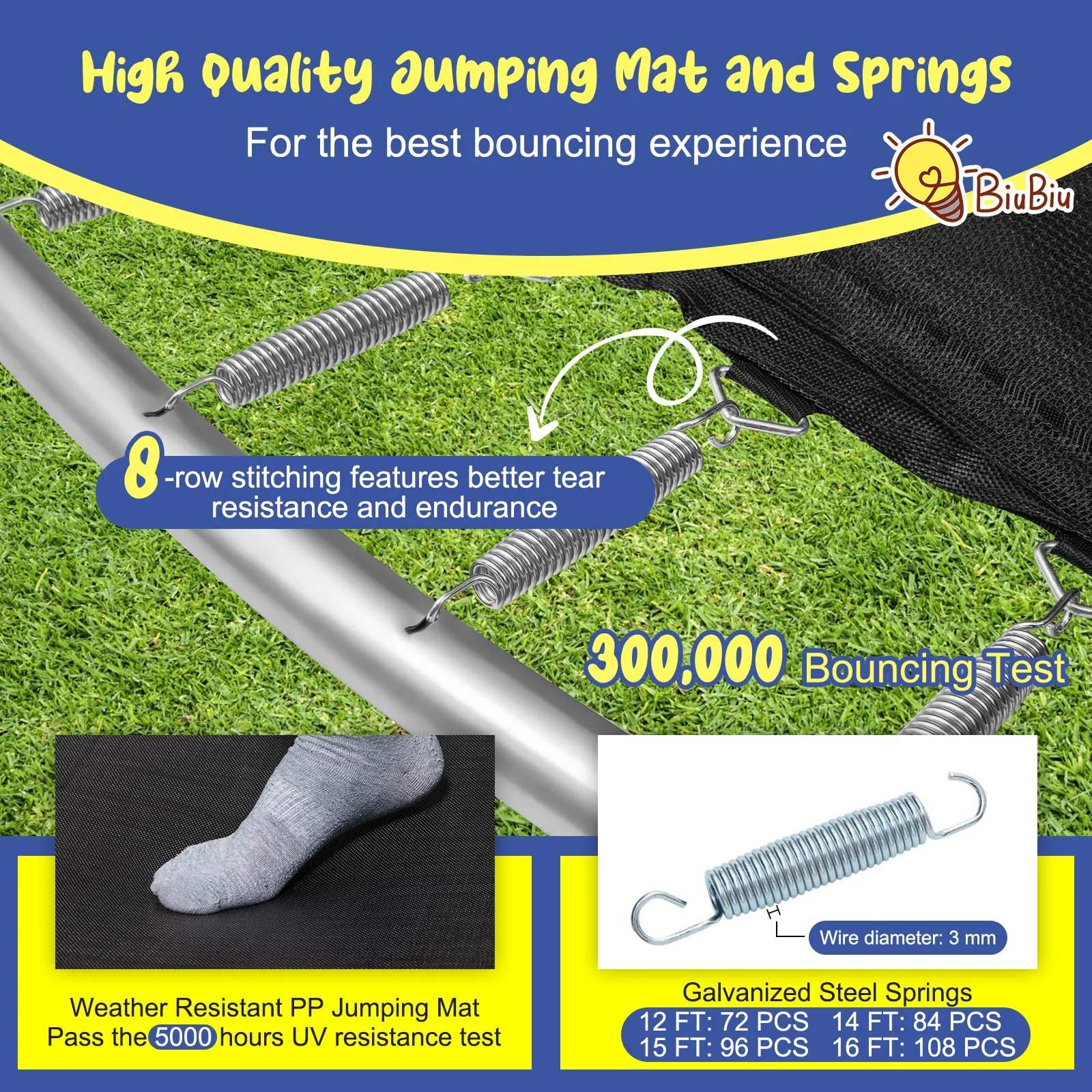 Goplus Outdoor Trampoline, 12FT/ 14FT/ 15FT/ 16FT ASTM Approved Trampoline - Image 5