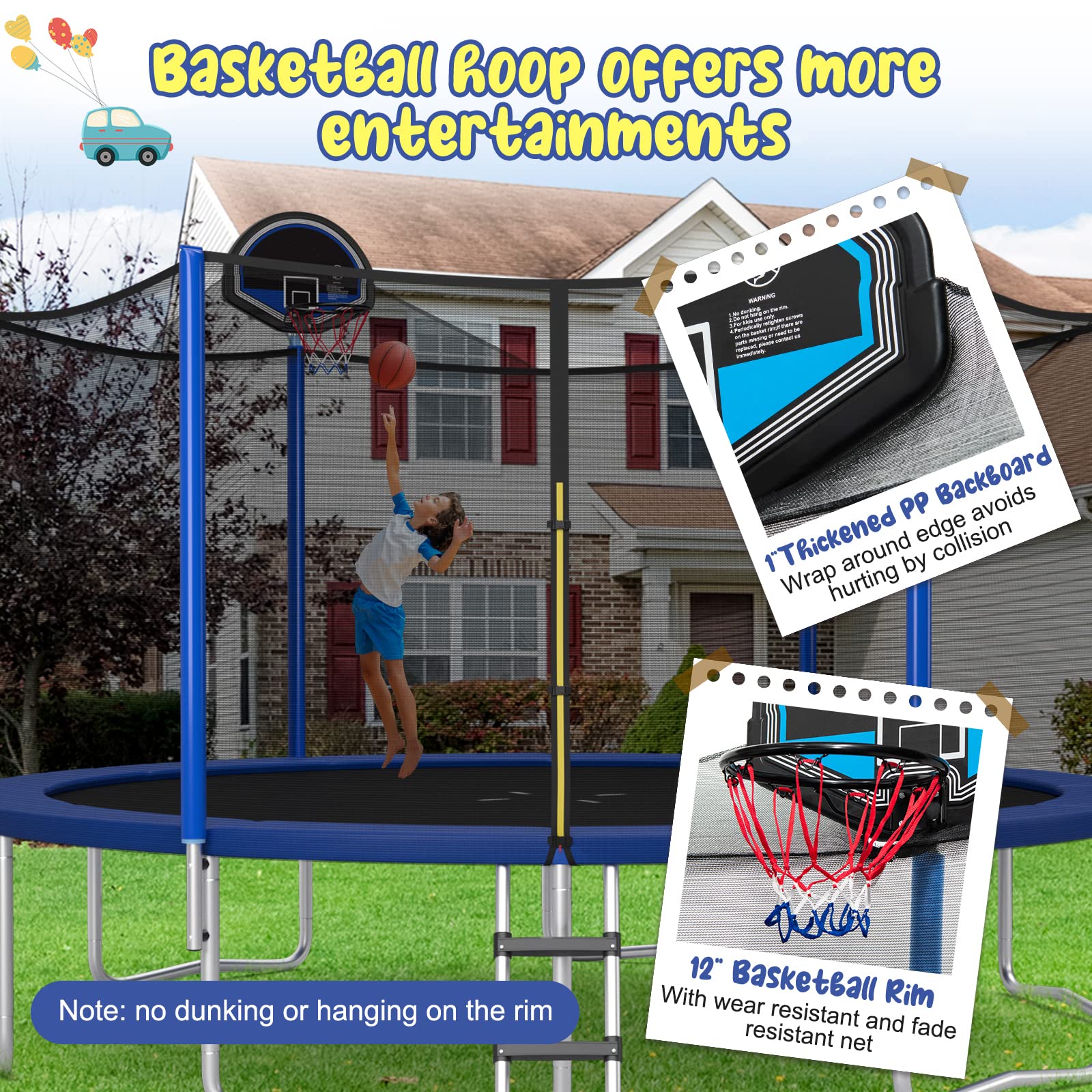 Goplus Outdoor Trampoline, 12FT/ 14FT/ 15FT/ 16FT ASTM Approved Trampoline - Image 6