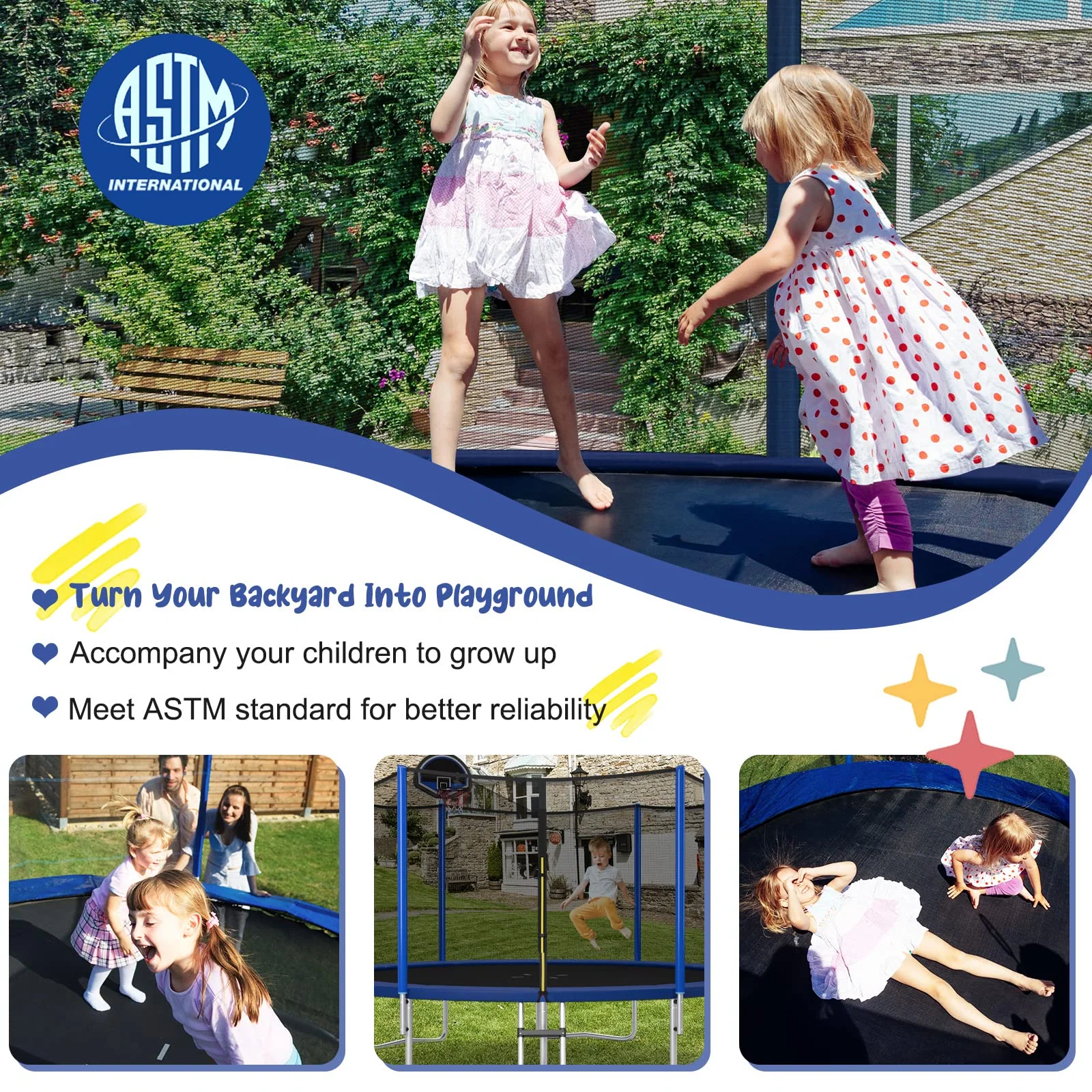 Goplus Outdoor Trampoline, 12FT/ 14FT/ 15FT/ 16FT ASTM Approved Trampoline - Image 7