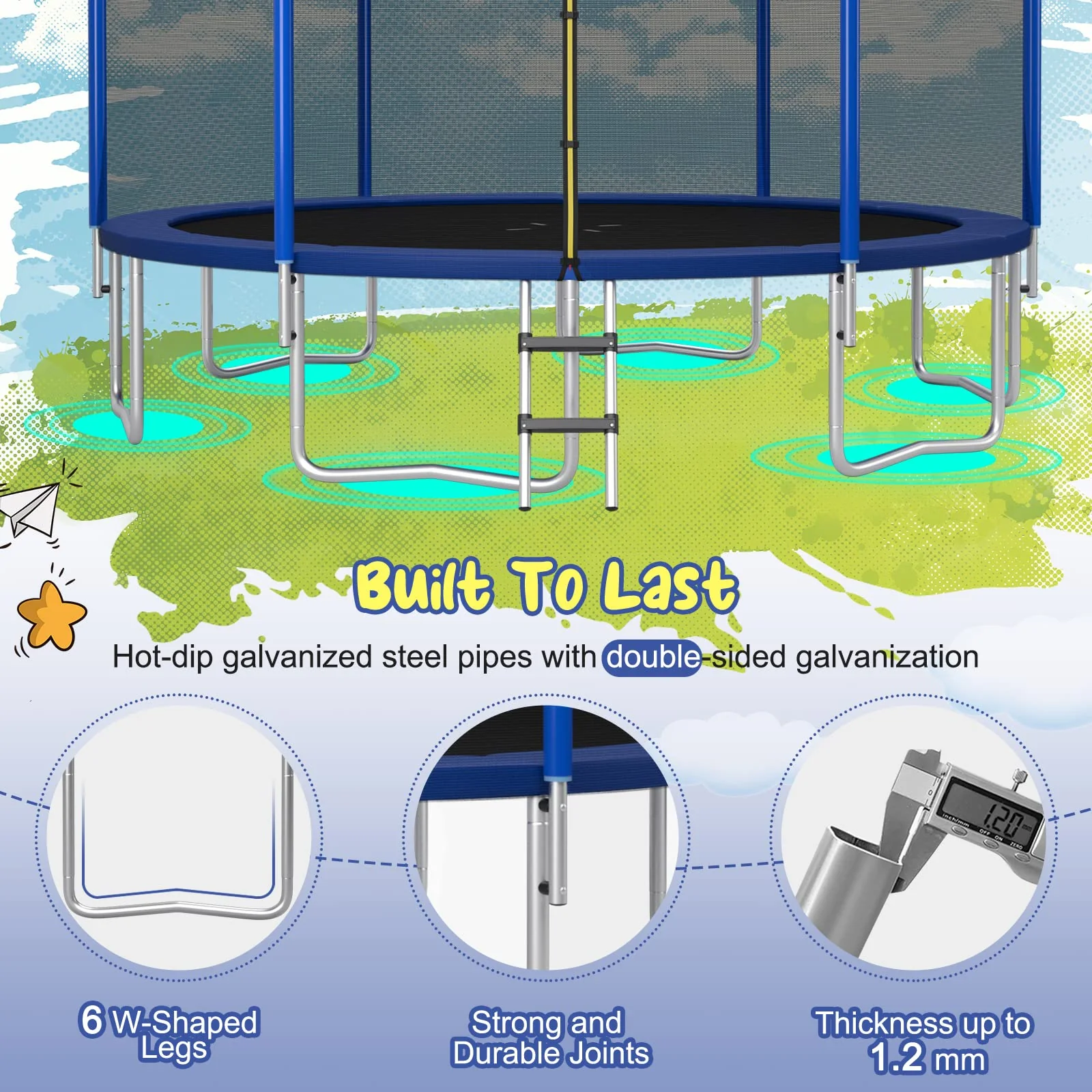 Goplus Outdoor Trampoline, 12FT/ 14FT/ 15FT/ 16FT ASTM Approved Trampoline - Image 9