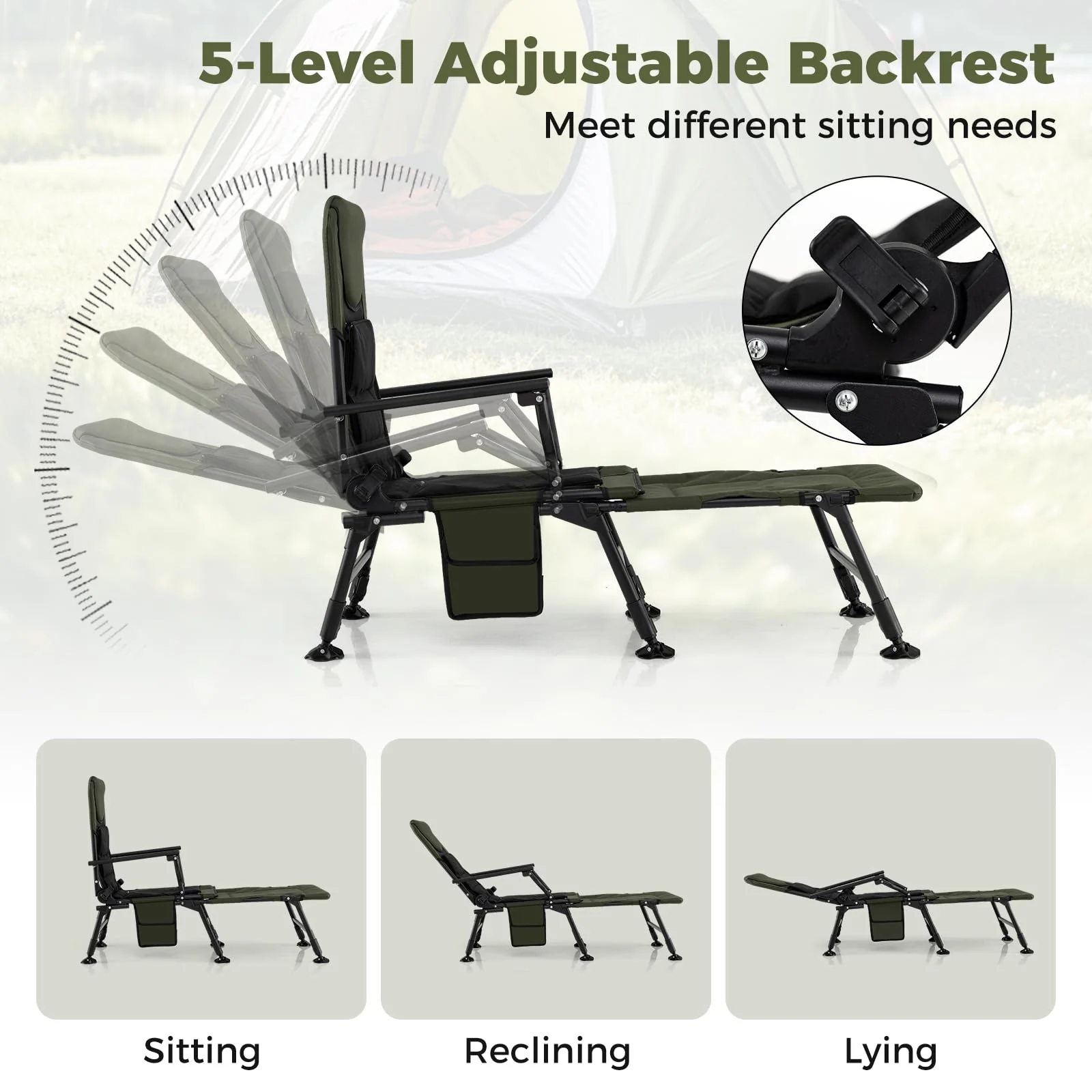 Goplus Oversized Foldable Fishing Chair for Adults with Detachable Footrest - Image 4